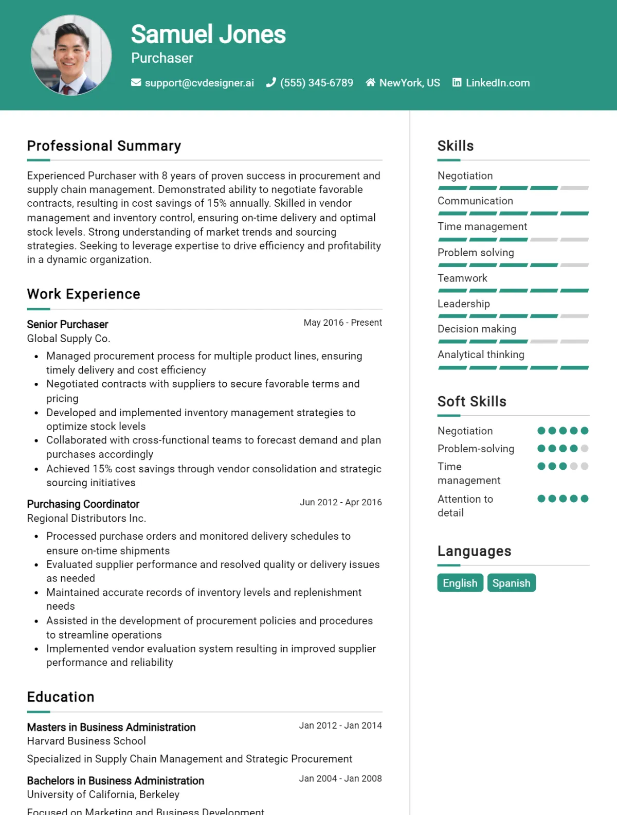 Purchaser CV Example For 2026: Best Writing Guide Preview