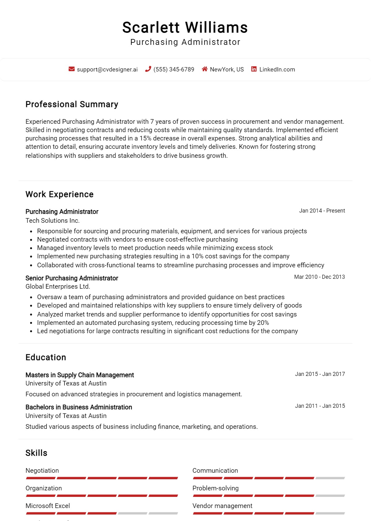 Purchasing Administrator Resume Example for 2026: Expert Tips & Templates Preview