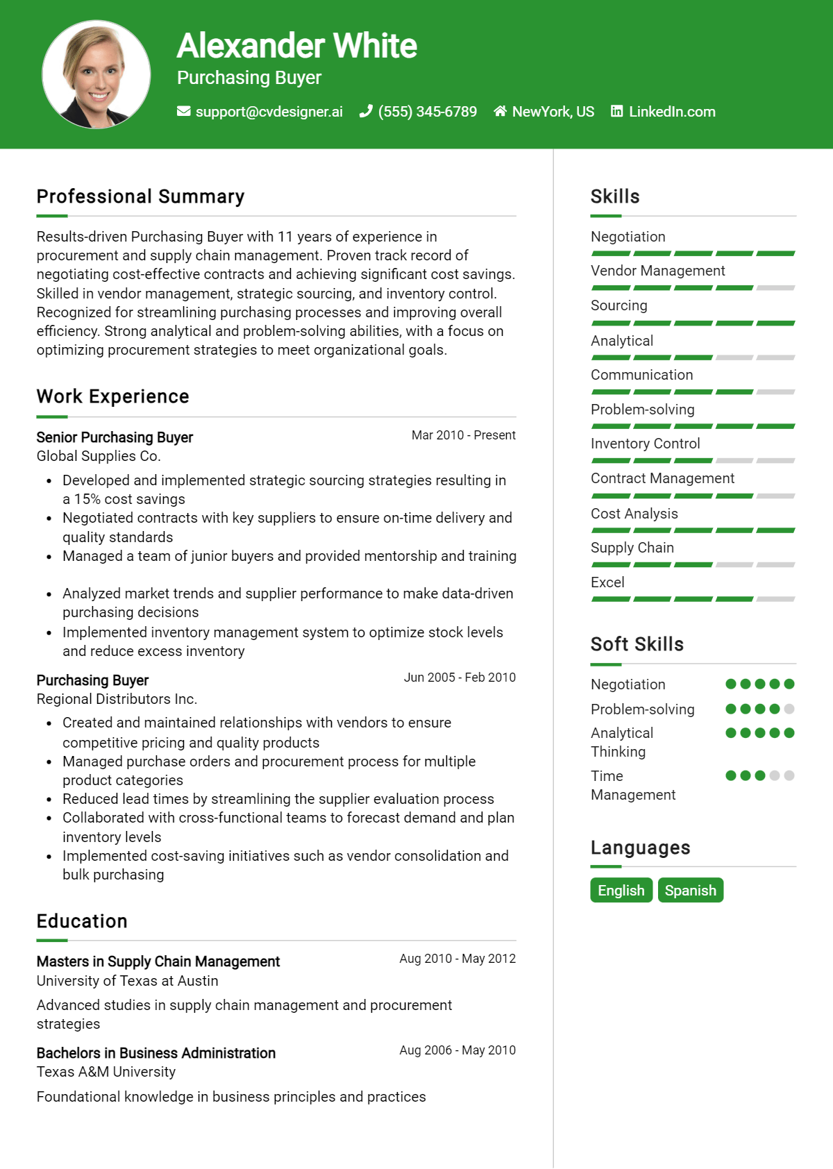 Purchasing Buyer Resume Example for 2026: How to Craft a Winning CV Preview
