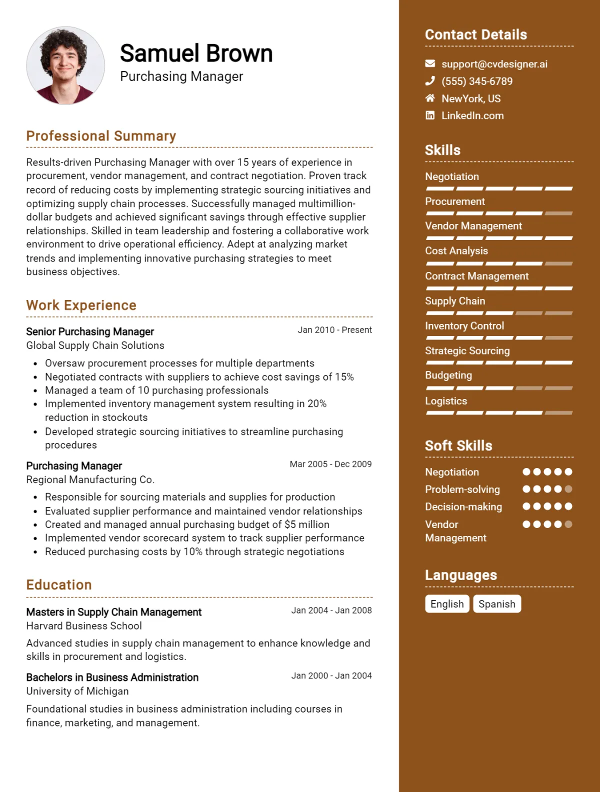 Purchasing Manager CV Example For 2026: Best Formatting Tips Preview