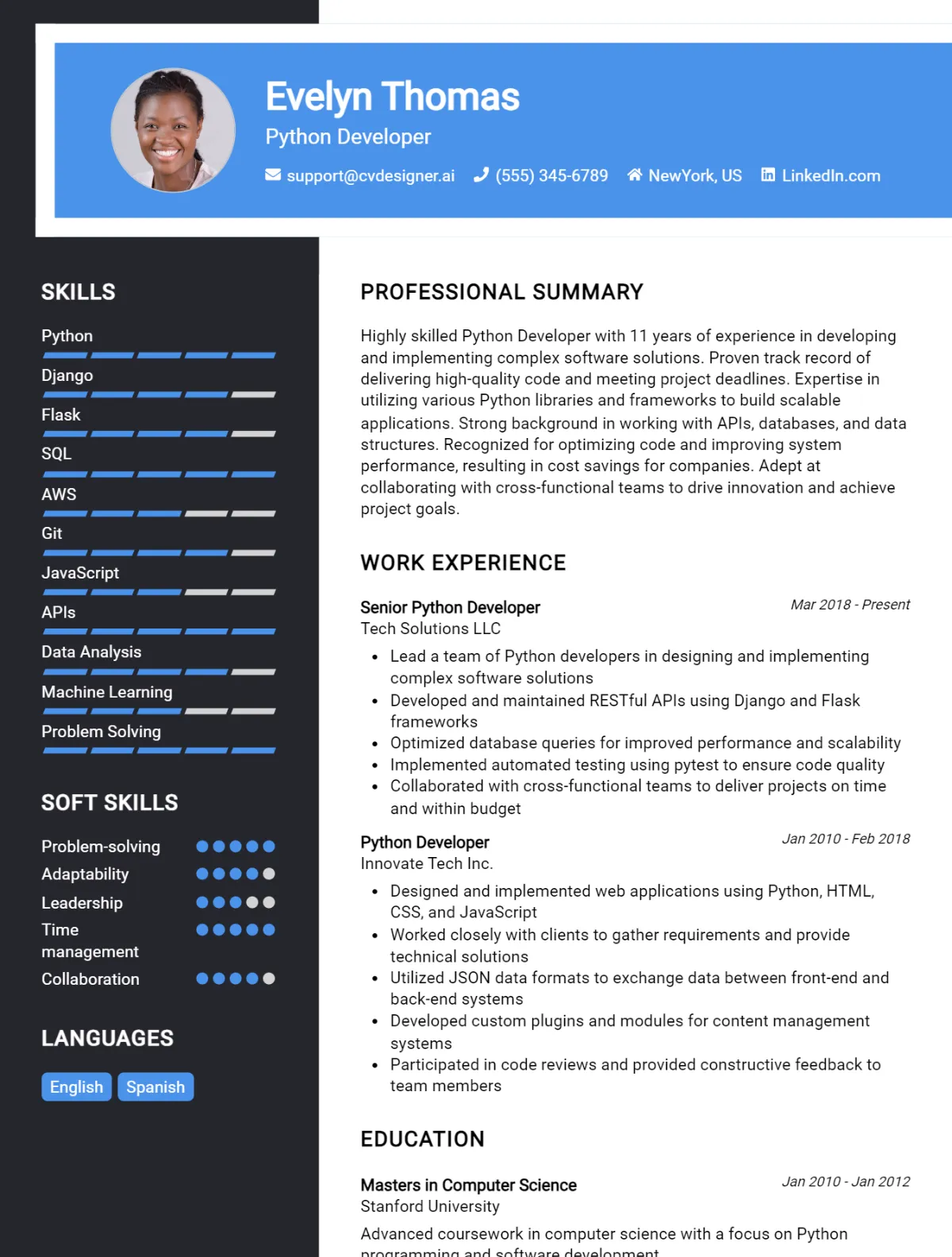 Python Developer CV Example For 2026: Proven Tips & Templates Preview