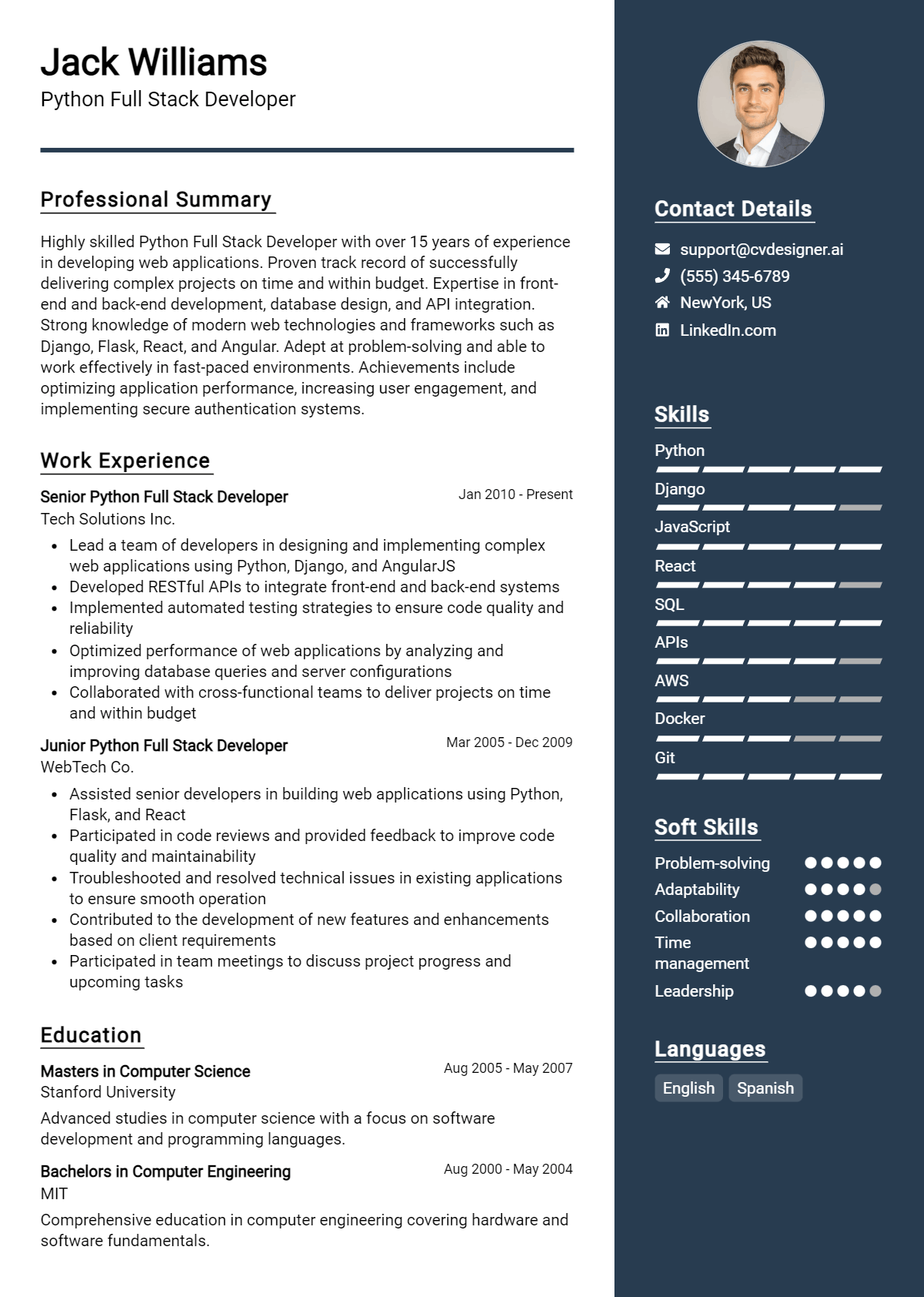 Python Full Stack Developer CV Example for 2026: Tips to Stand Out Preview