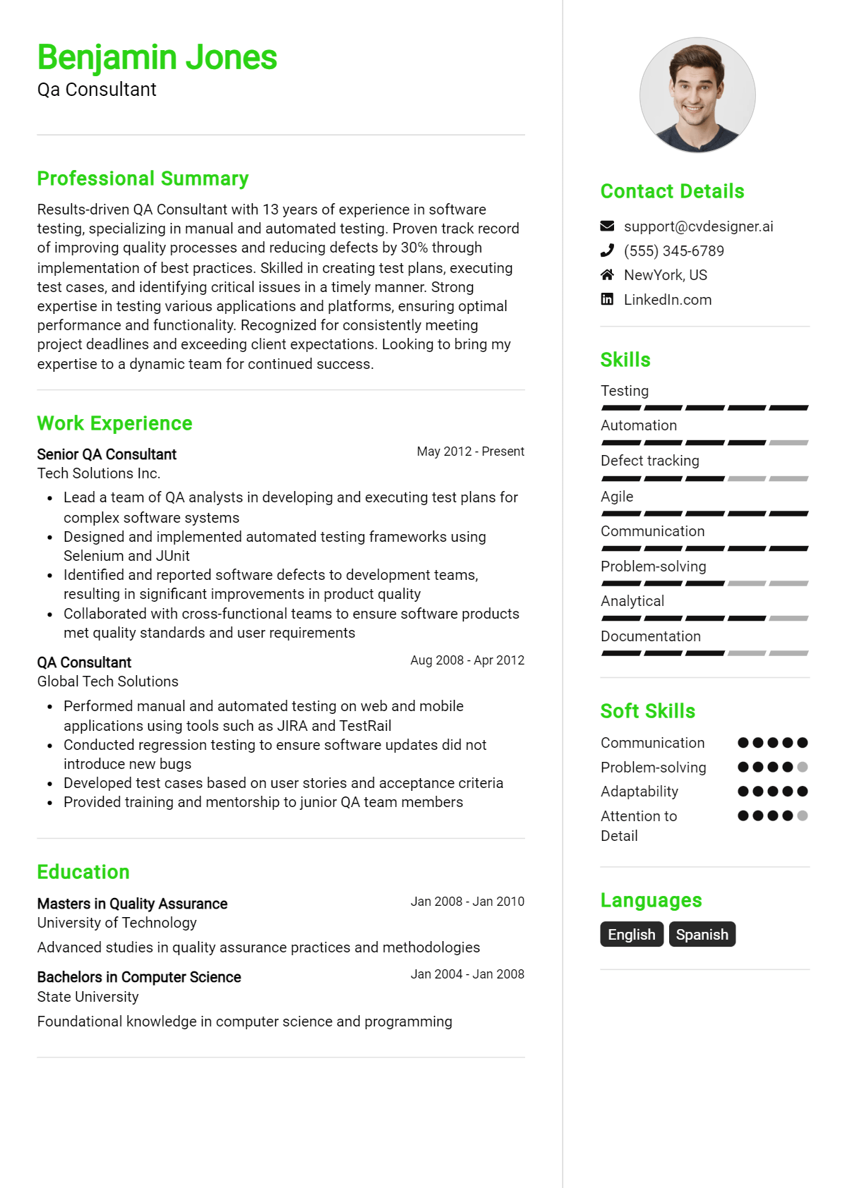 QA Consultant Resume Example for 2026: Expert Tips Preview