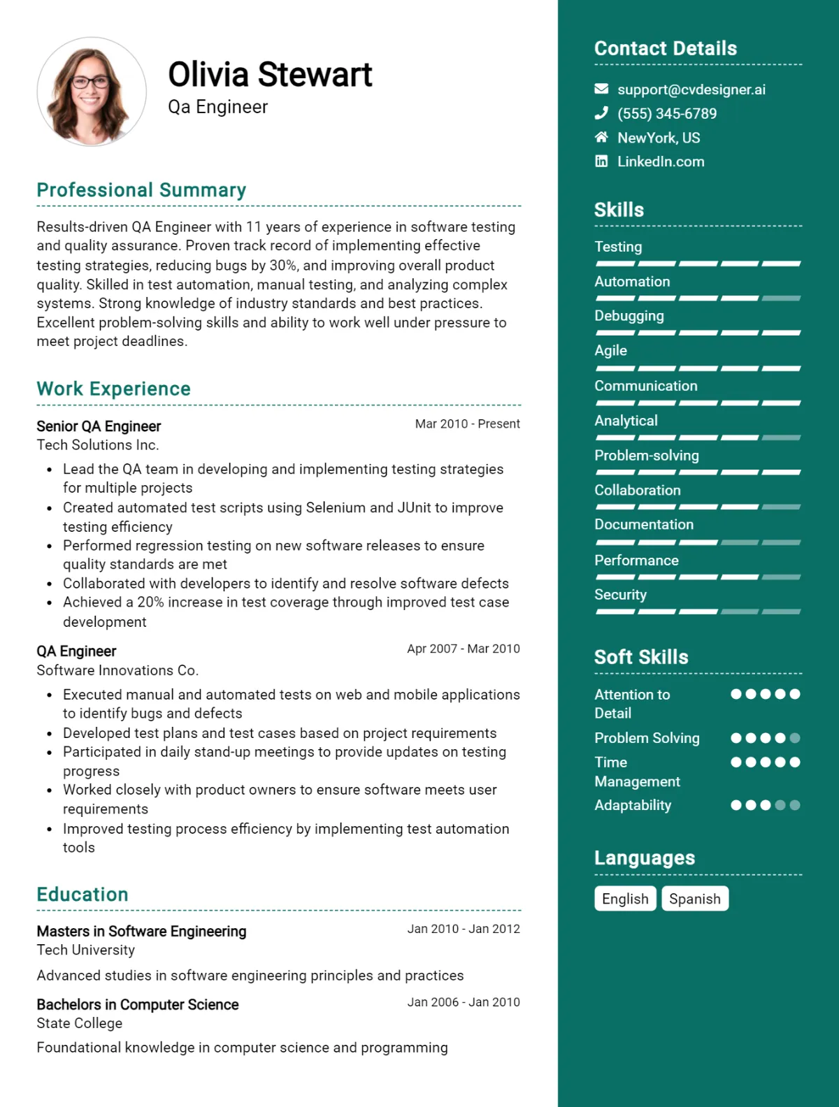 QA Engineer CV Example For 2026: Tips to Stand Out Preview