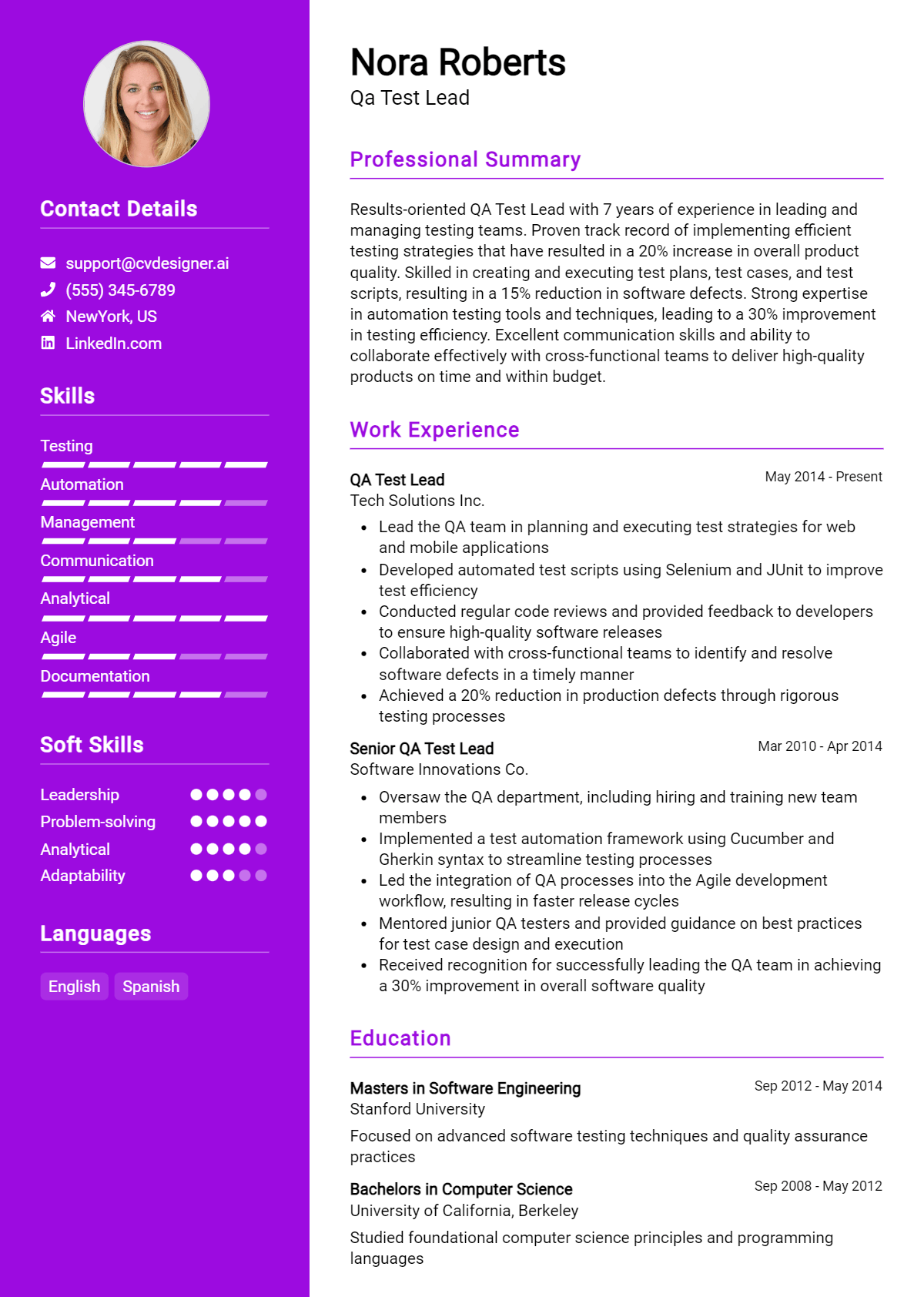 QA Test Lead Resume Example for 2026: Expert Tips Preview
