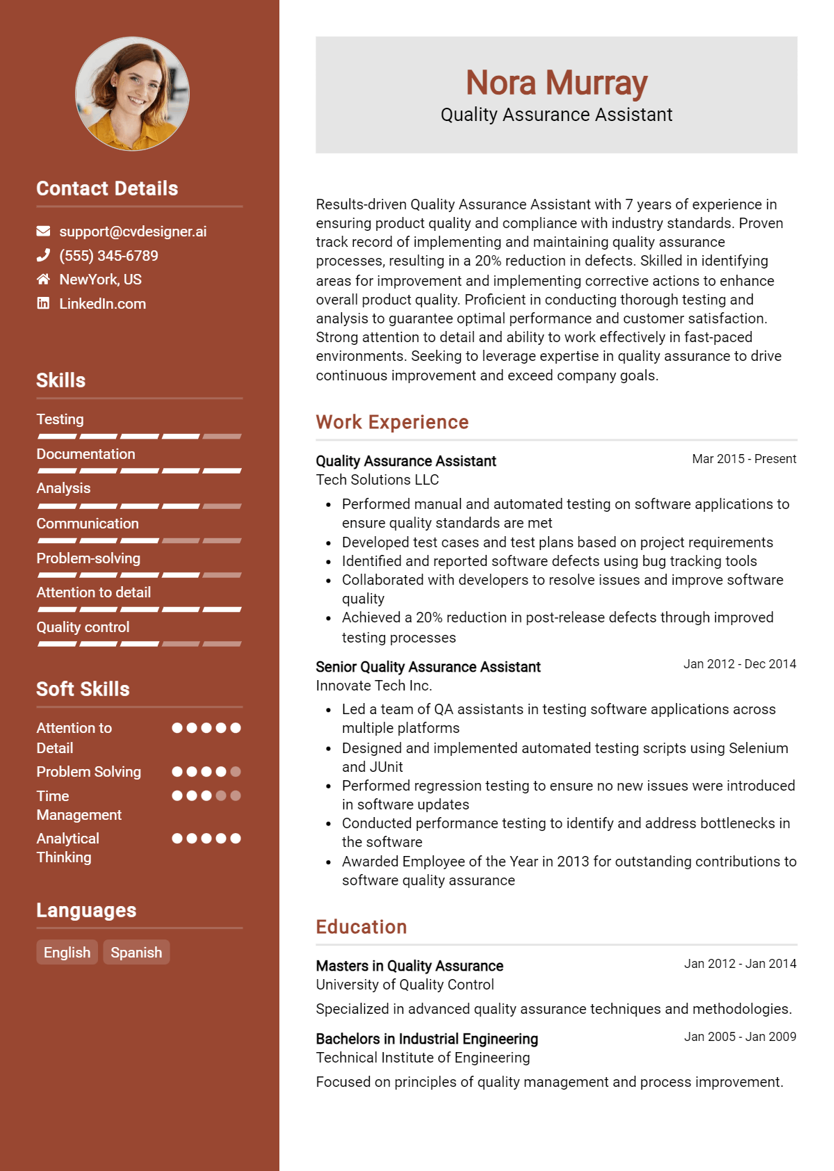 Quality Assurance Assistant Resume Example for 2026: Tips to Stand Out Preview