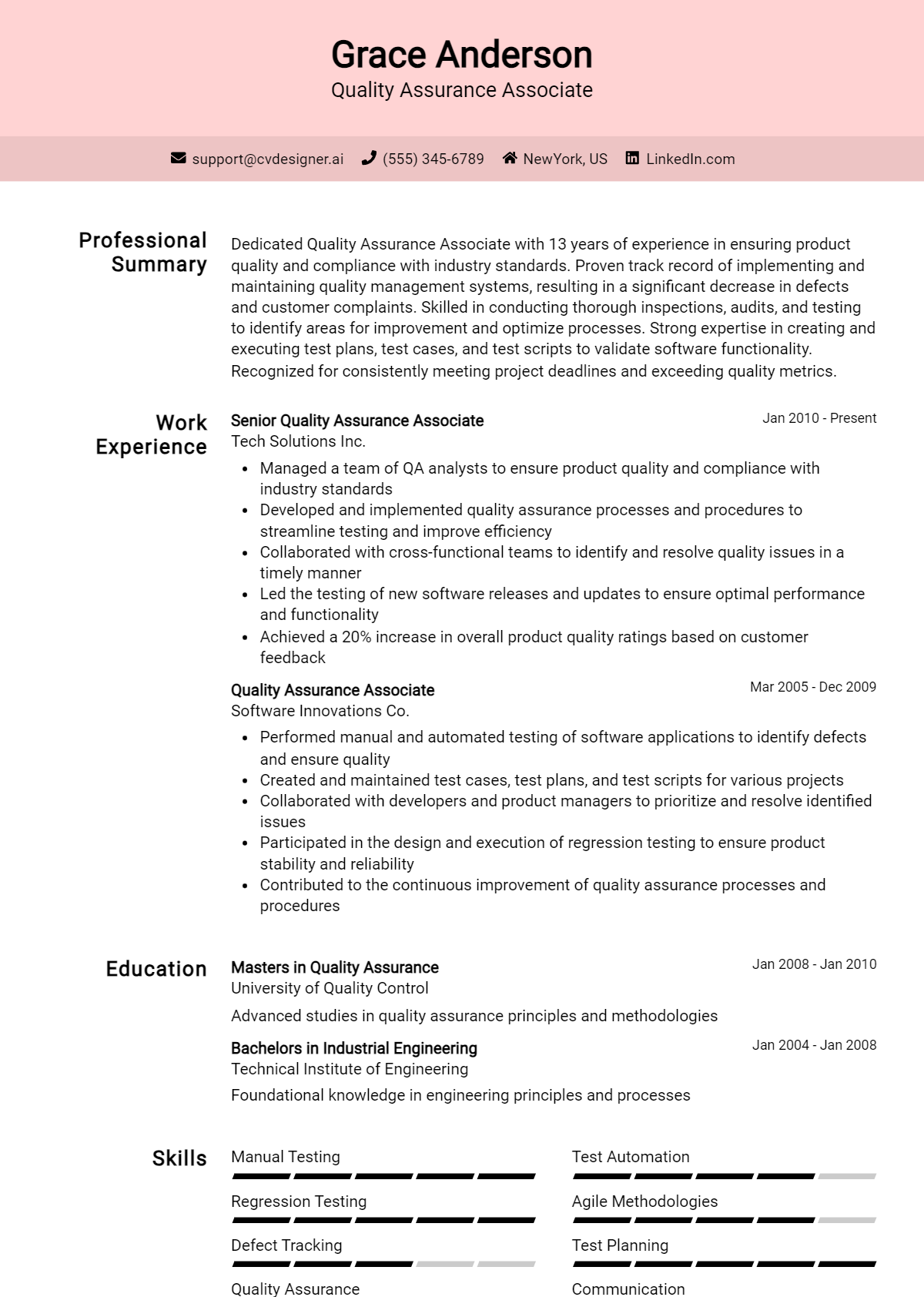 Quality Assurance Associate Resume Example for 2026: Proven Tips & Templates Preview