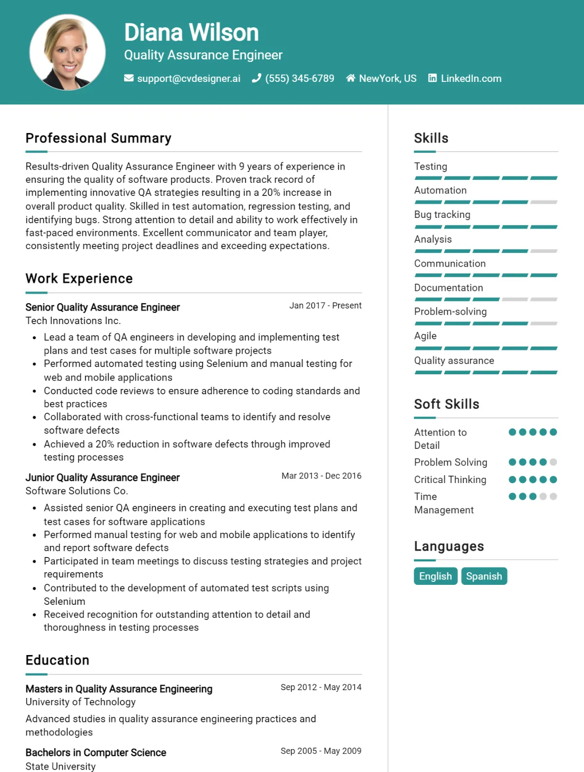 Quality Assurance Engineer CV Example For 2026: Top Tips & Samples Preview
