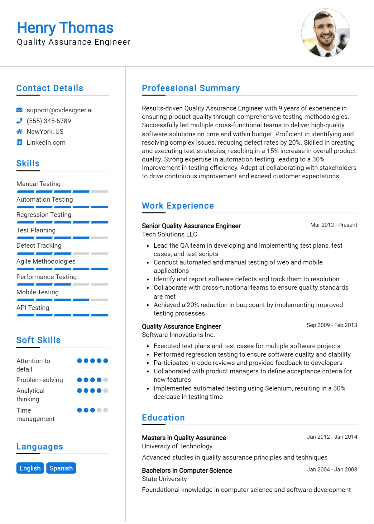 Quality Assurance Engineer Resume Example for 2026: Best Formatting Tips Preview