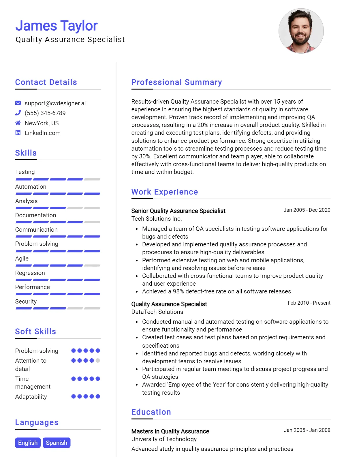 Quality Assurance Specialist CV Example For 2026: Strategies & Templates Preview