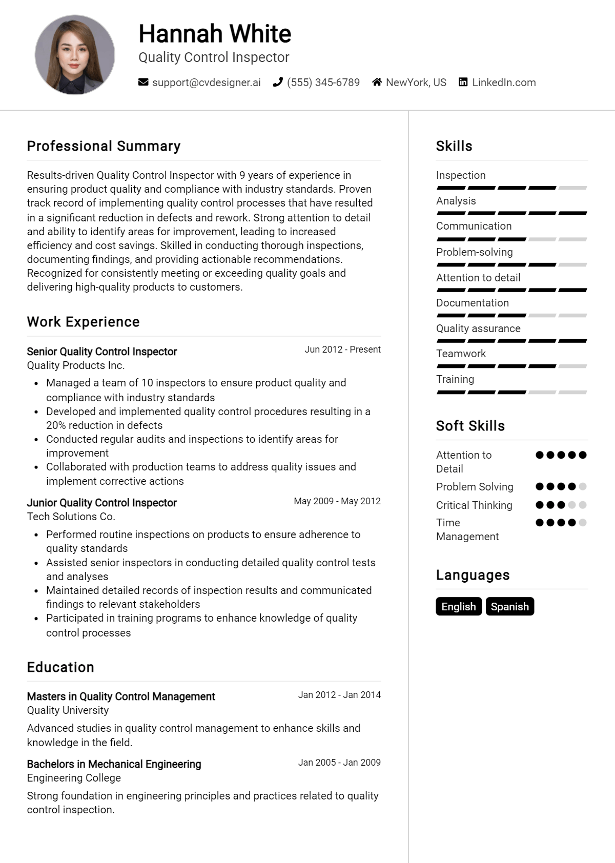 Quality Control Inspector Resume Example for 2026: Tips to Stand Out Preview