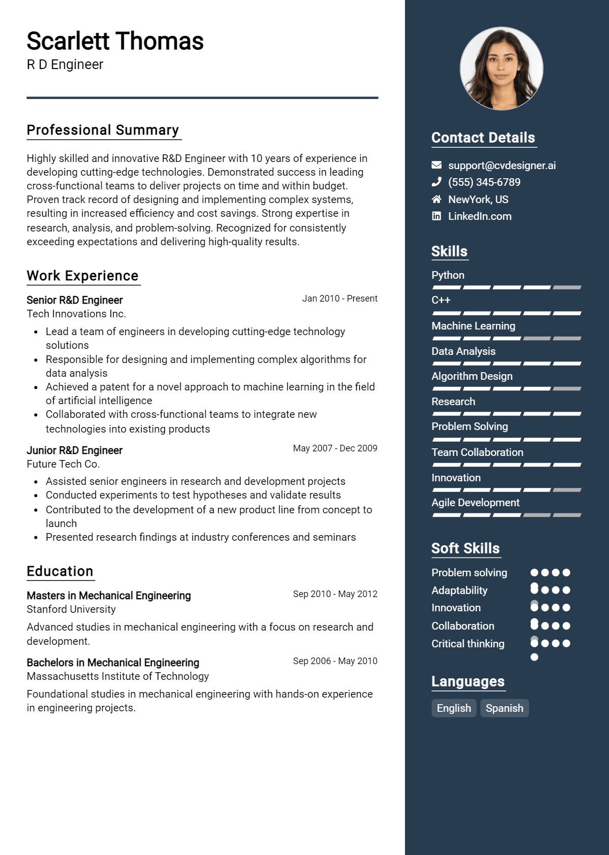 R&D Engineer Resume Example for 2026: Effective CV Writing Tips Preview