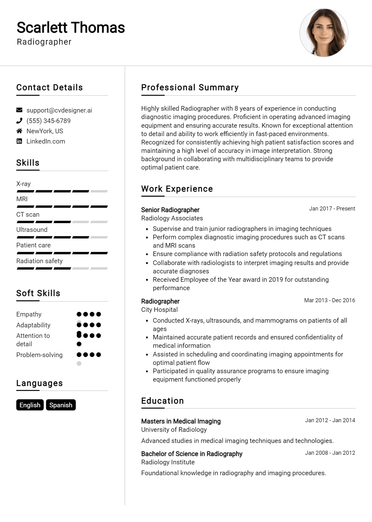 Radiographer Resume Example for 2026: Effective CV Writing Tips Preview