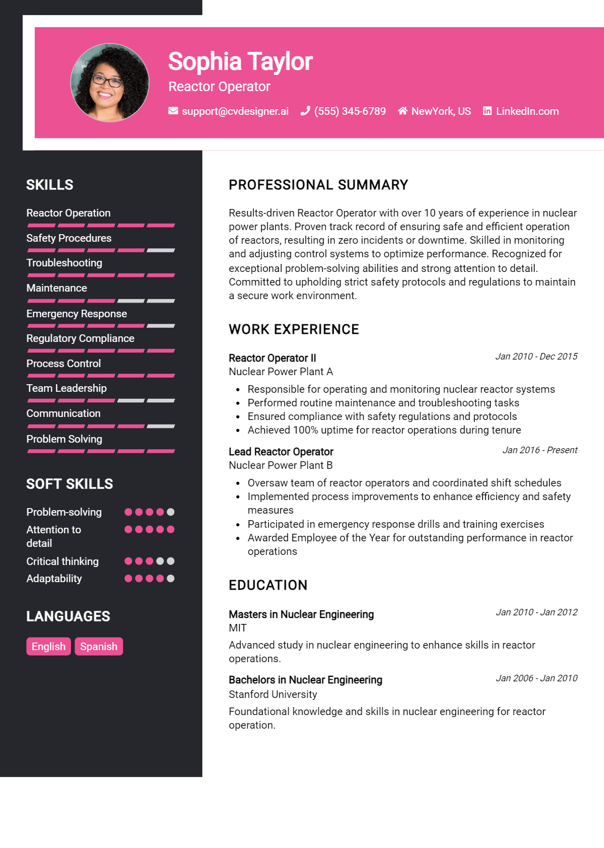 Reactor Operator Resume Example for 2026: Tips & Templates Preview