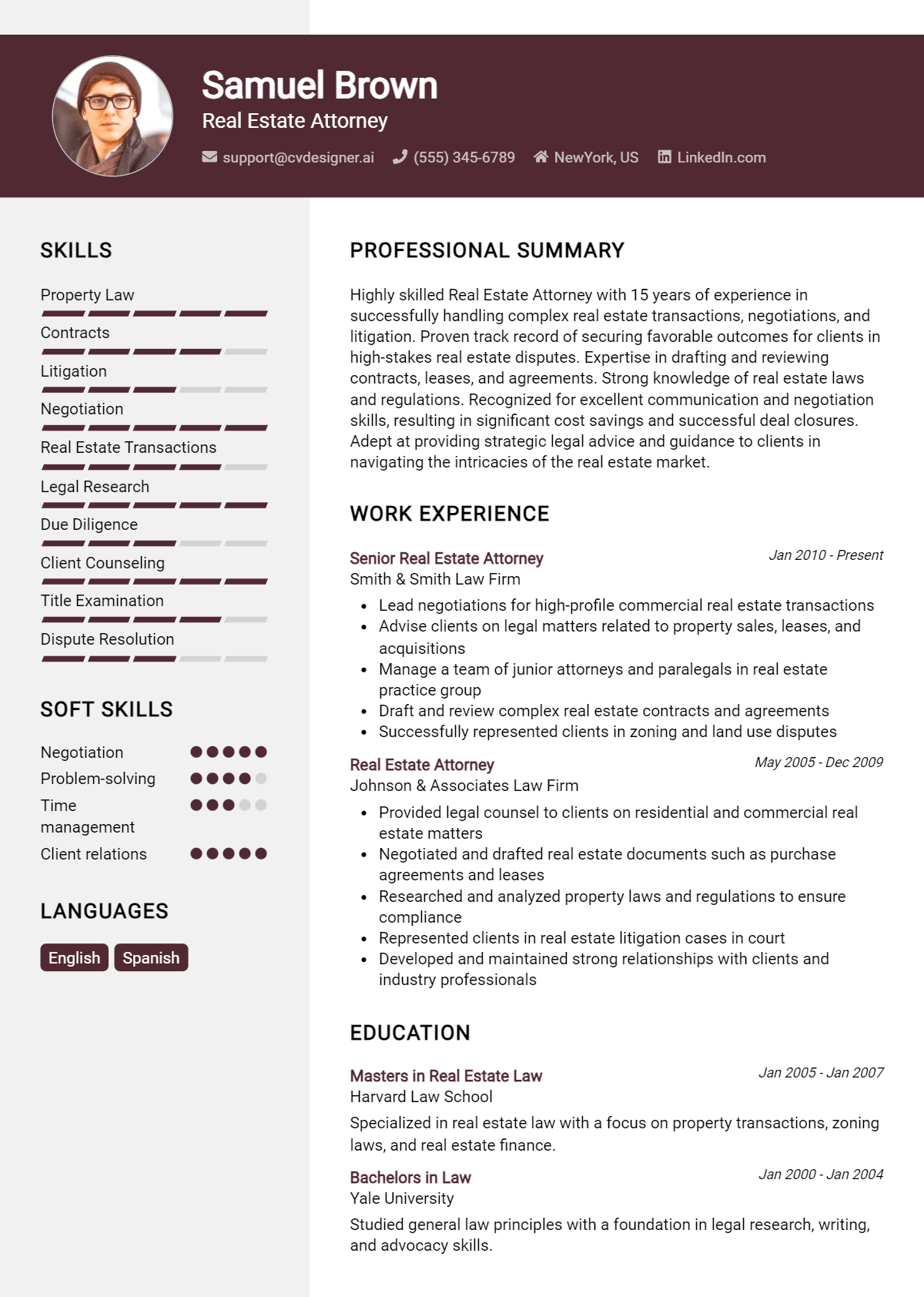 Real Estate Attorney Resume Example for 2026: Examples & Free Templates Preview