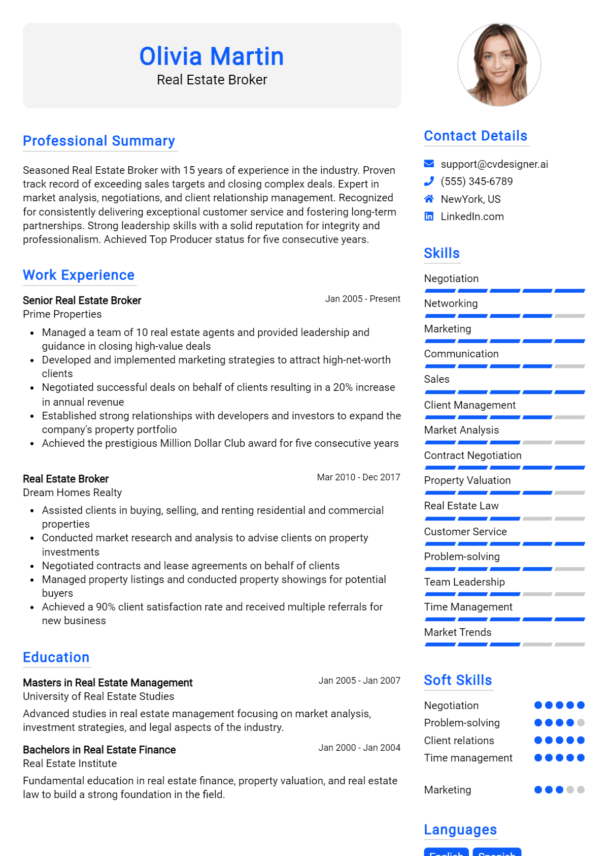 Real Estate Broker Resume Example for 2026: Effective Tips Preview