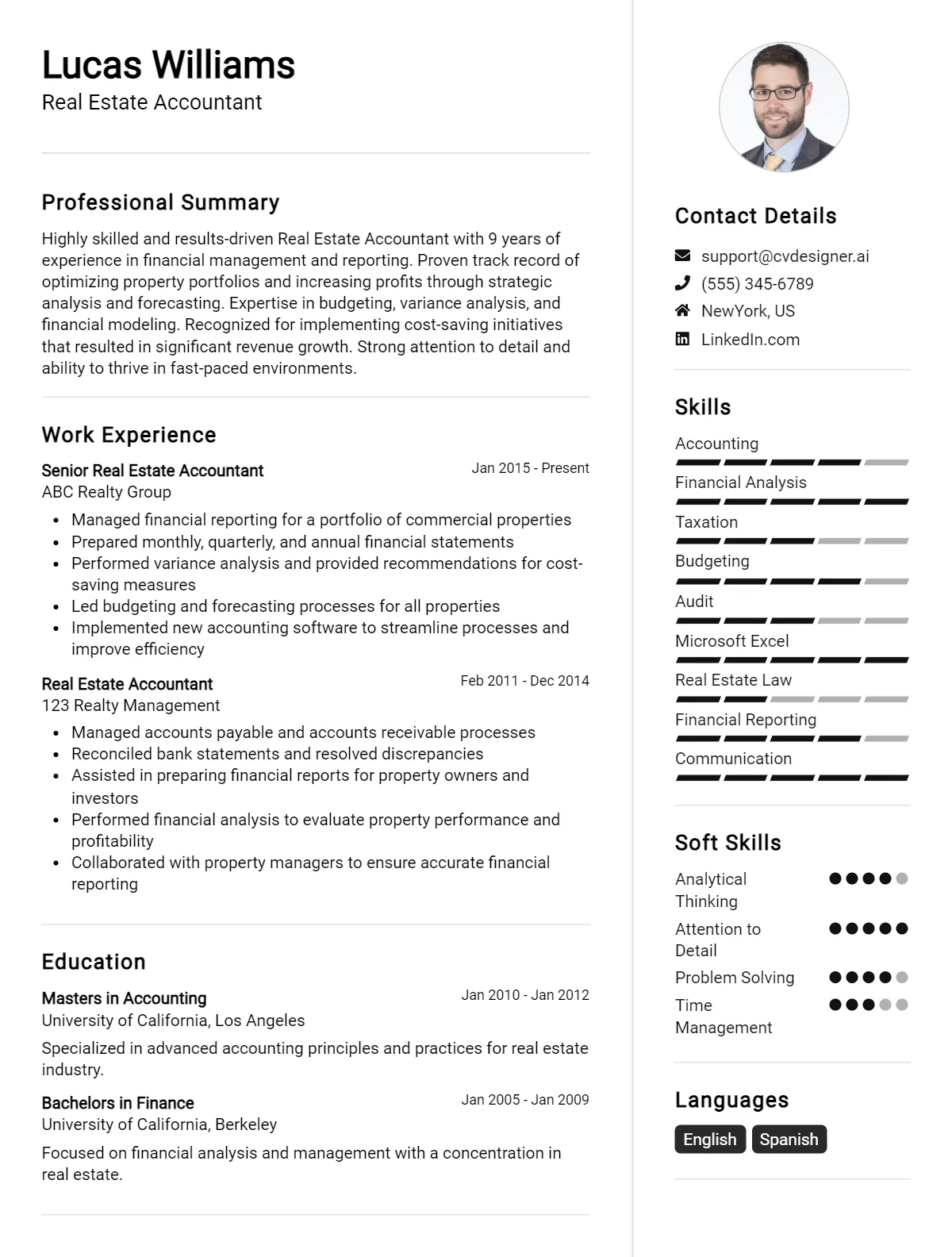 Real Estate Accountant CV Example For 2026: Expert Tips & Templates Preview