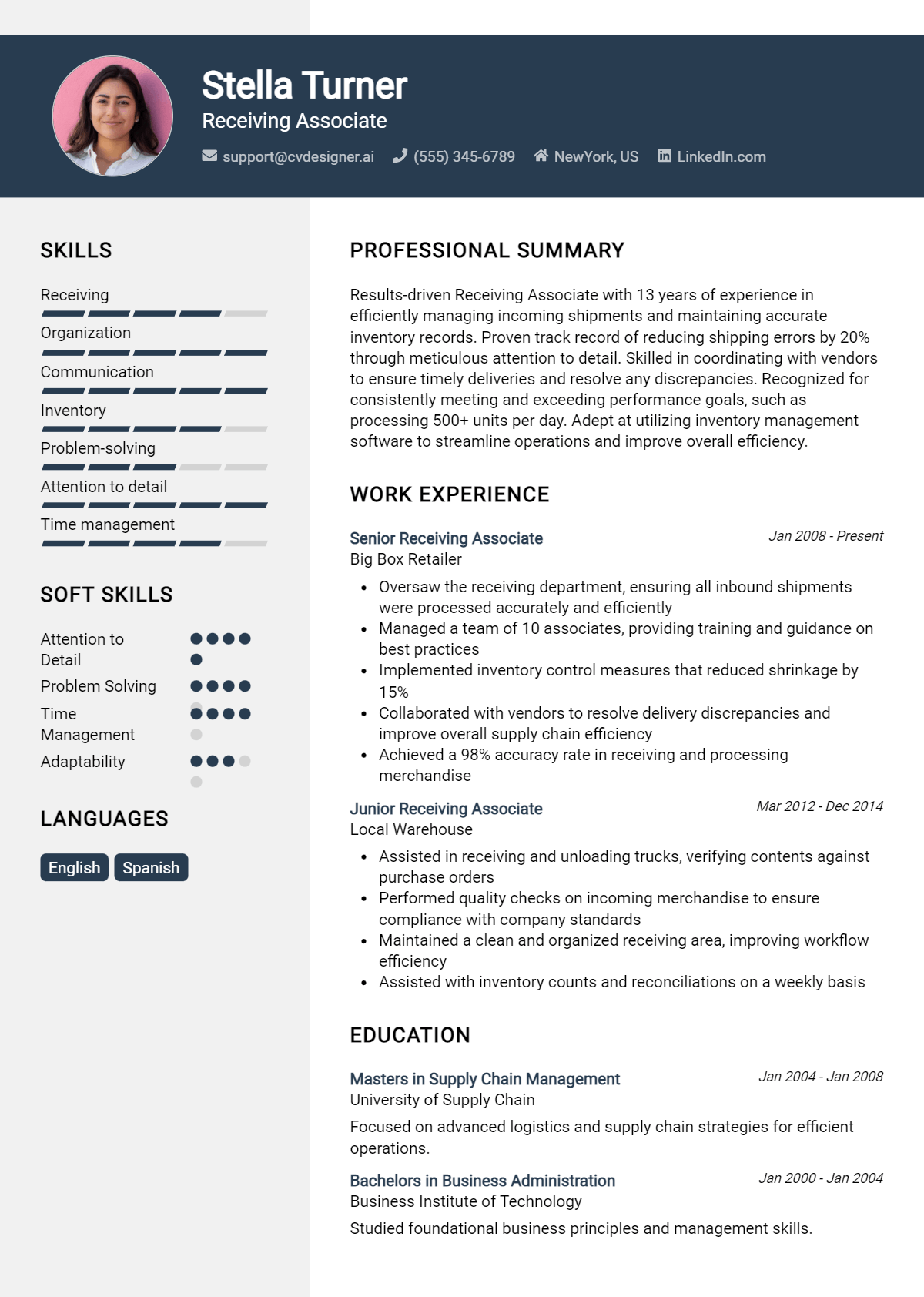 Receiving Associate Resume Example for 2026: Best Formatting Tips Preview