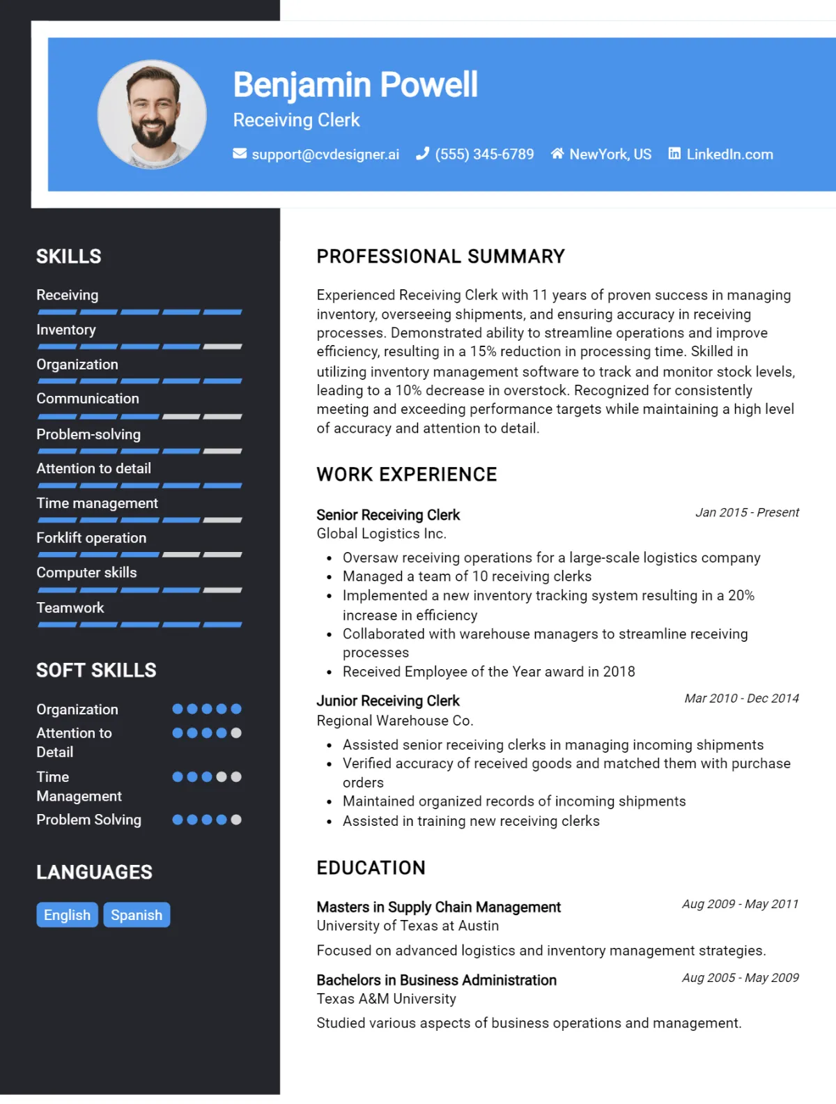 Receiving Clerk CV Example For 2026: Tips & Templates Preview