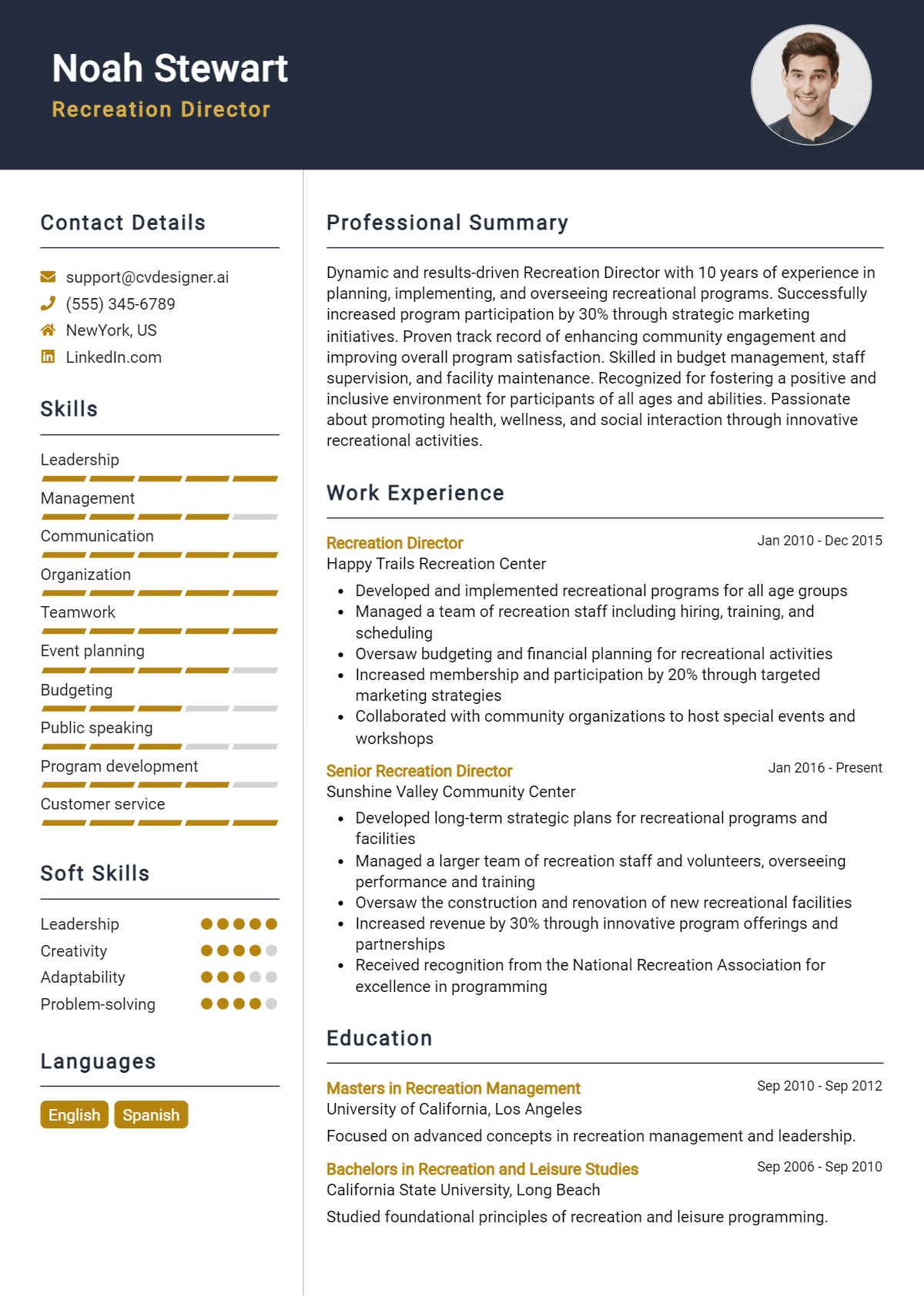 Recreation Director Resume Example for 2026: Expert Tips Preview