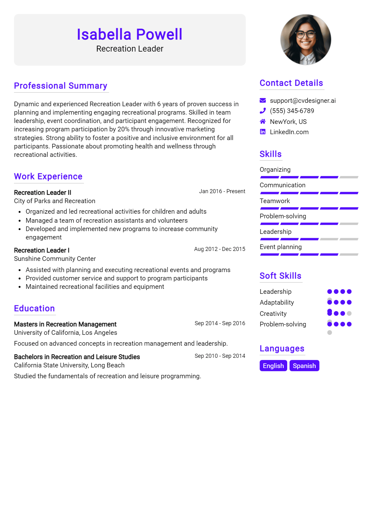 Recreation Leader Resume Example for 2026: Proven Tips & Templates Preview