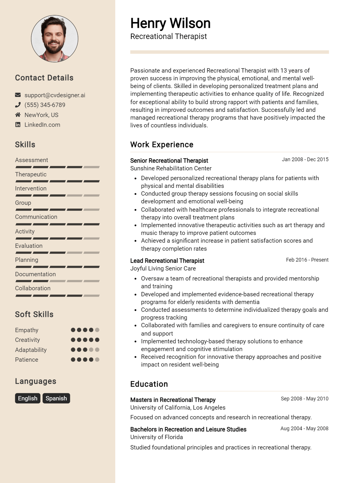 Recreational Therapist Resume Example for 2026: Ultimate Guide Preview