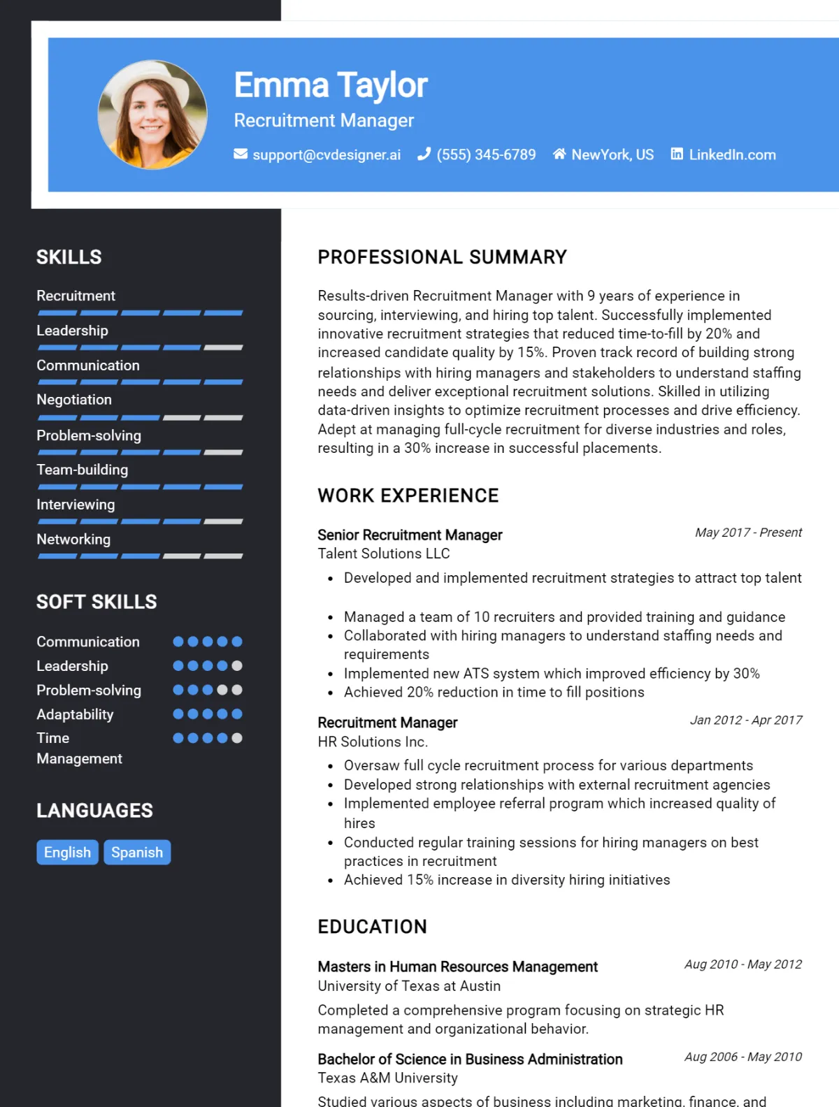 Recruitment Manager CV Example For 2026: How to Craft a Winning CV Preview