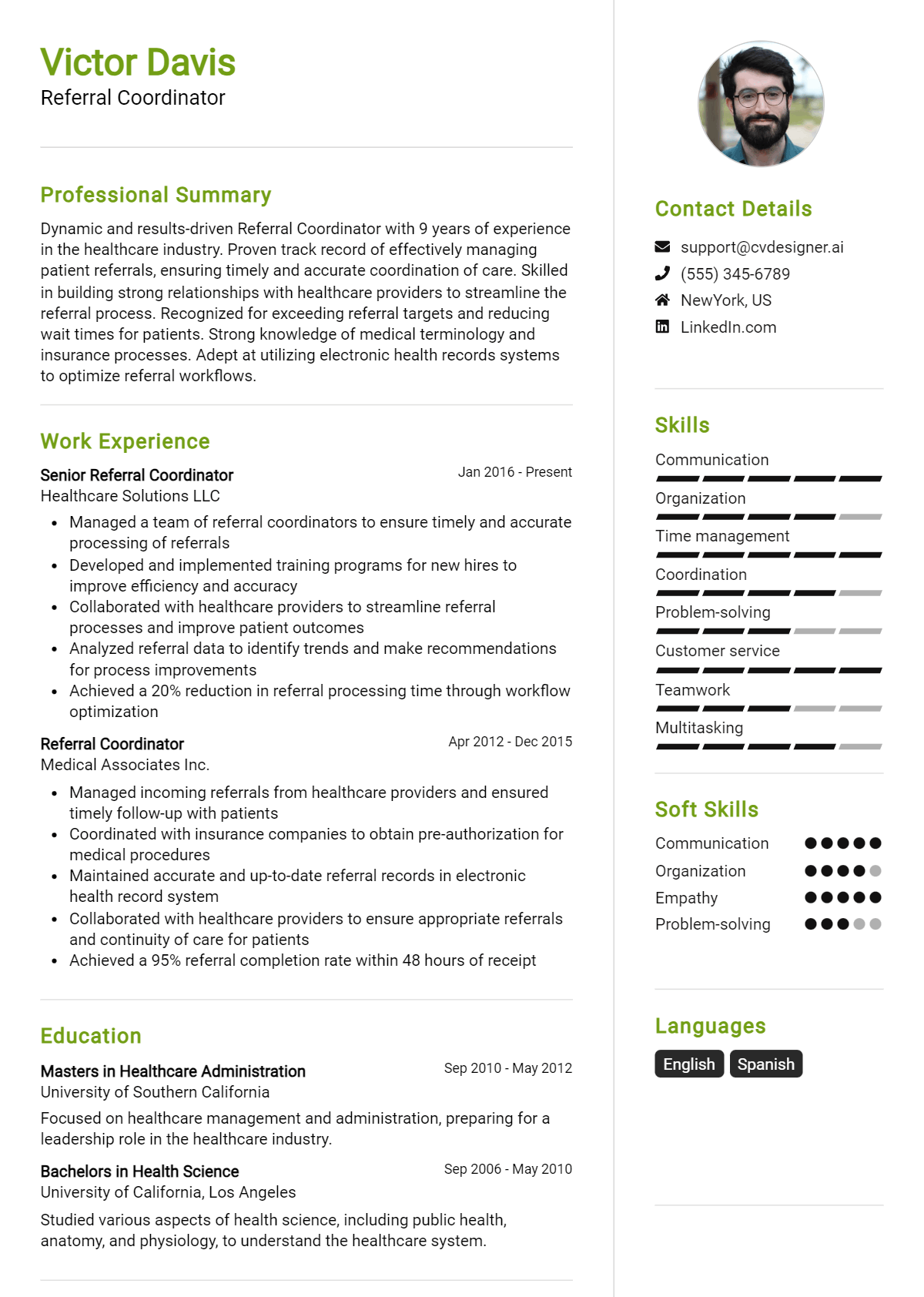 Referral Coordinator Resume Example for 2026: Professional CV Templates Preview