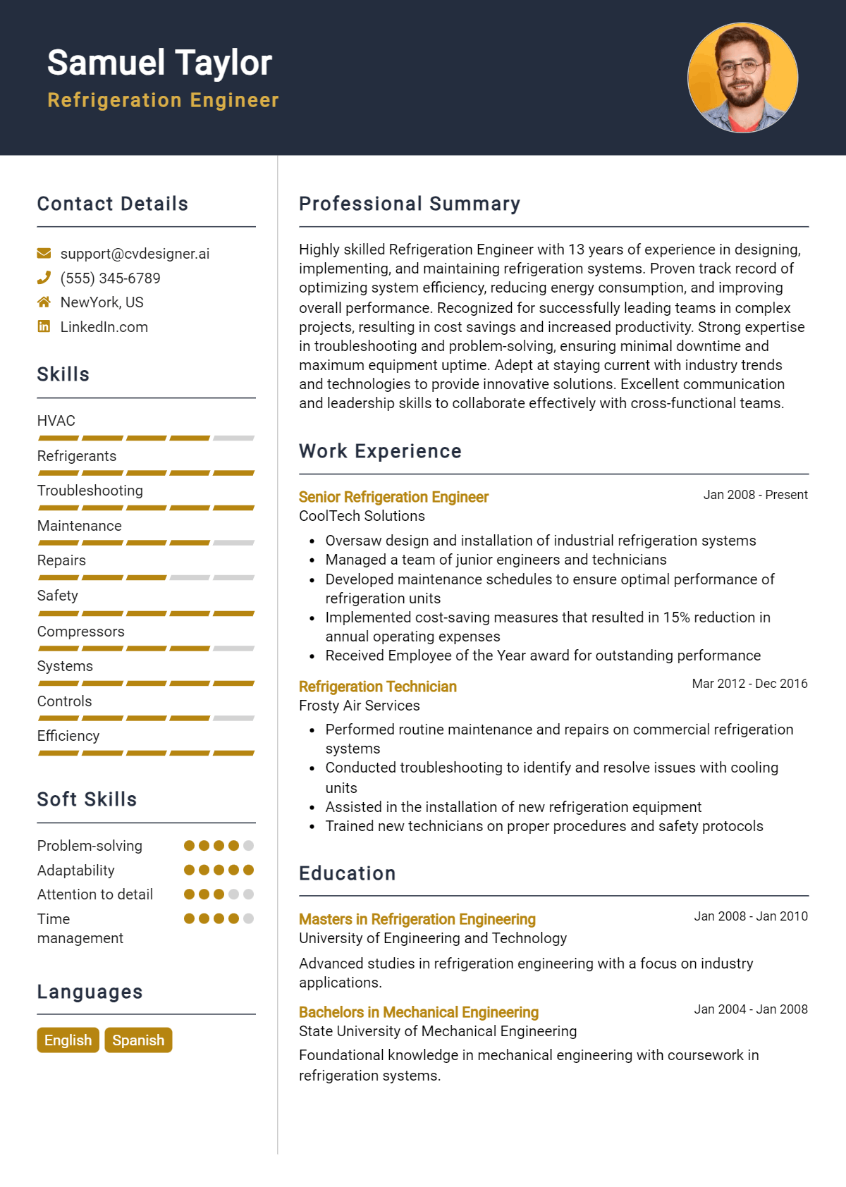 Refrigeration Engineer Resume Example for 2026: Best Writing Guide Preview
