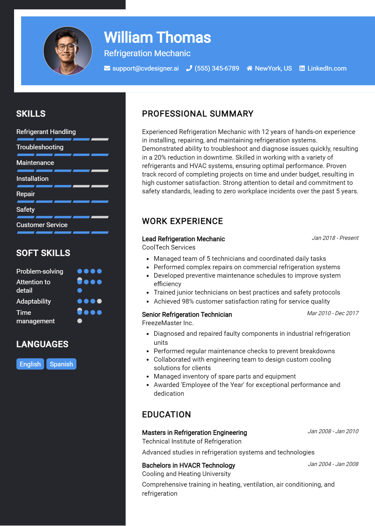 Refrigeration Mechanic Resume Example for 2026: Tips & Templates Preview