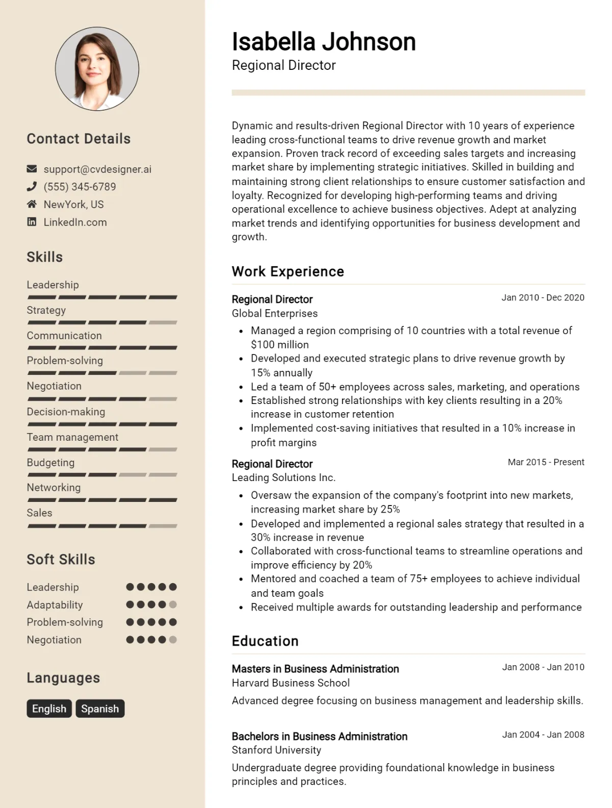 Regional Director CV Example For 2026: Free Downloadable Templates Preview