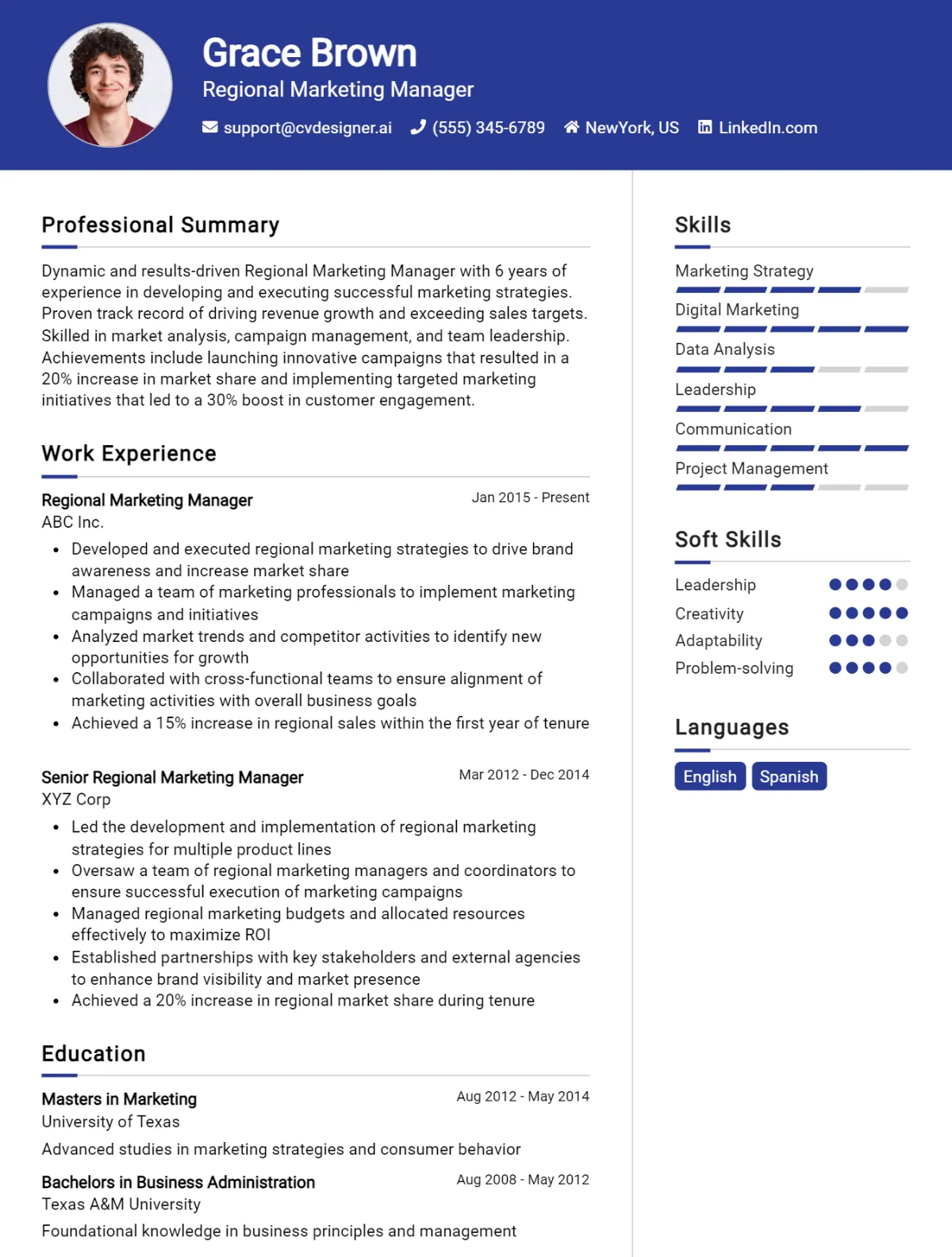 Regional Marketing Manager CV Example For 2026: How to Craft a Winning CV Preview