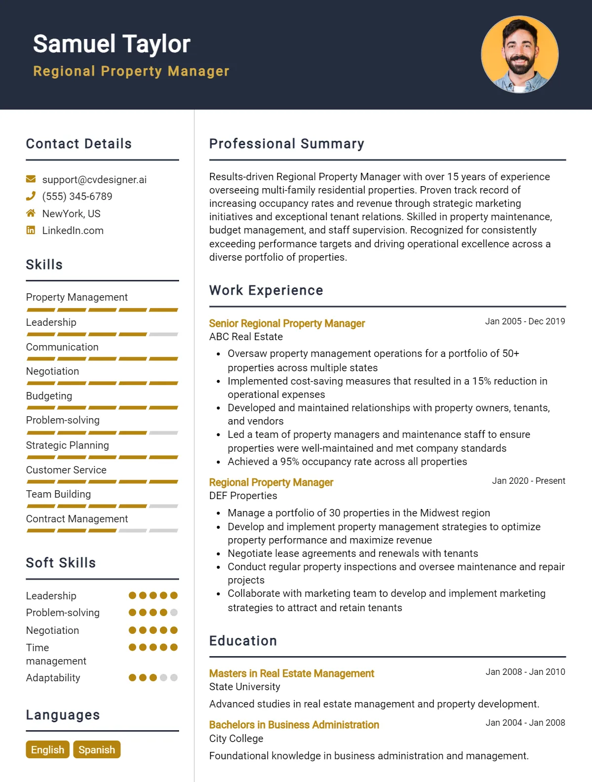 Regional Property Manager CV Example For 2026: Best Formatting Tips Preview