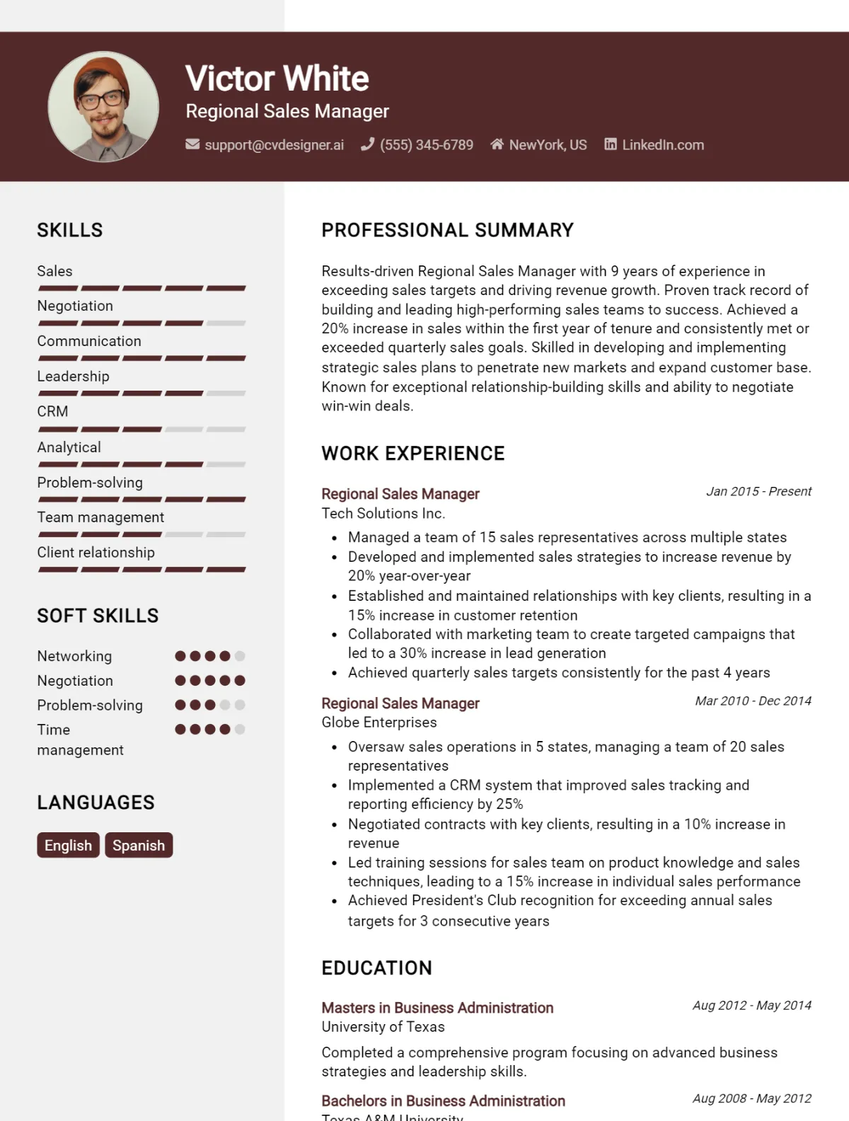 15 Regional Sales Manager CV Examples And Templates For 2026 Preview