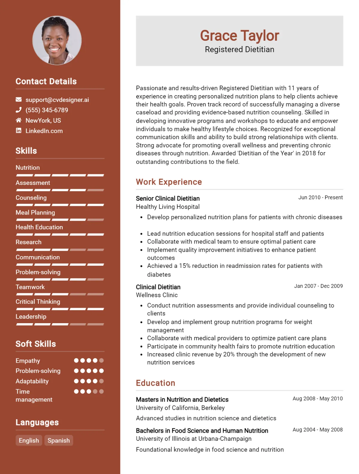 Registered Dietitian CV Example For 2026: Top Tips & Samples Preview