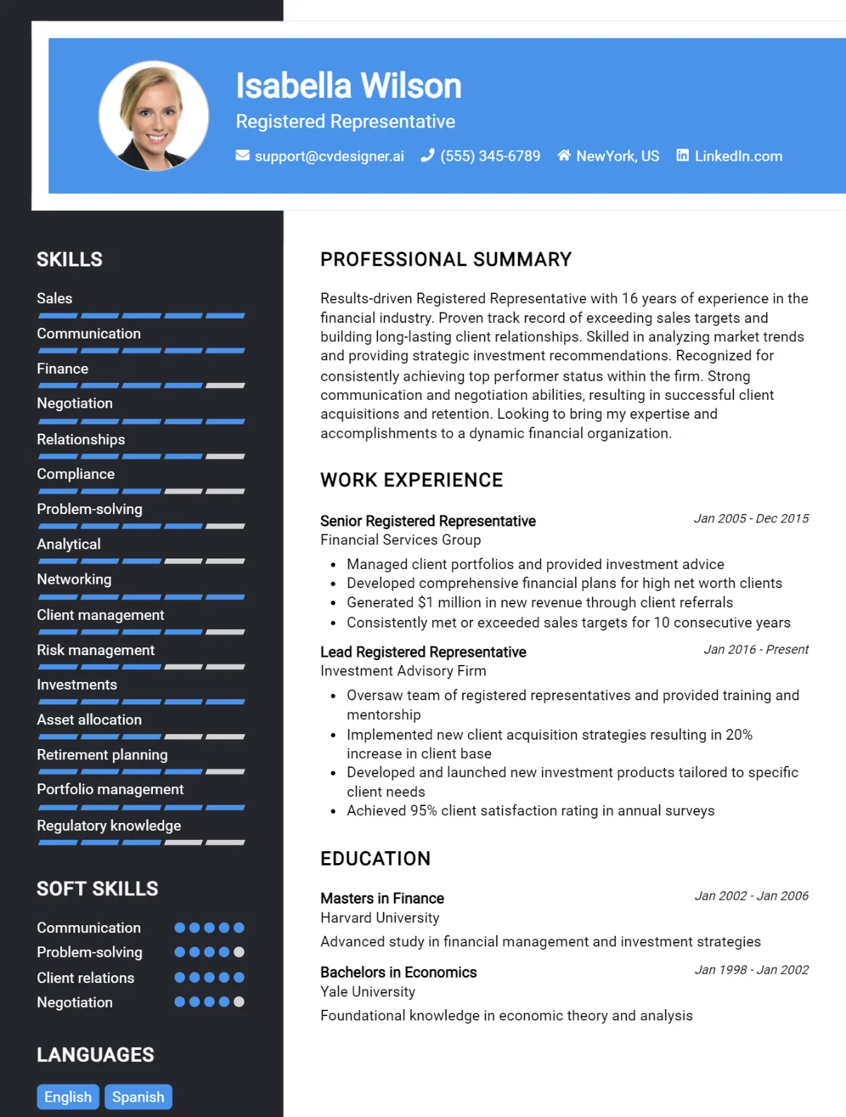 Registered Representative CV Example For 2026: Expert Tips & Templates Preview
