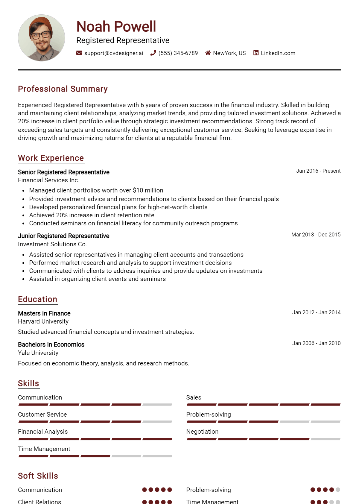 Registered Representative Resume Example for 2026: Free Guide Preview