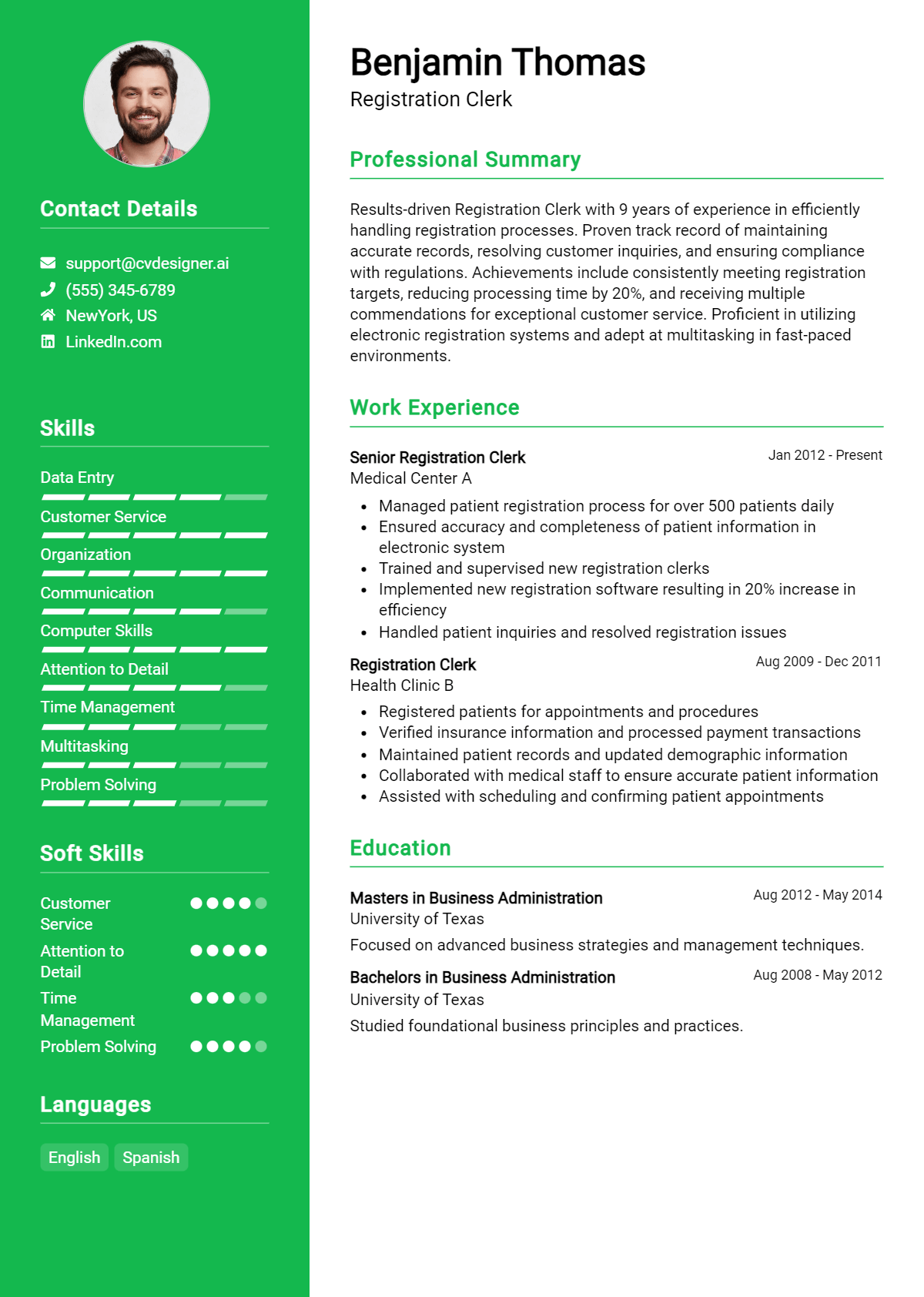 Registration Clerk Resume Example for 2026: Proven Tips & Templates Preview