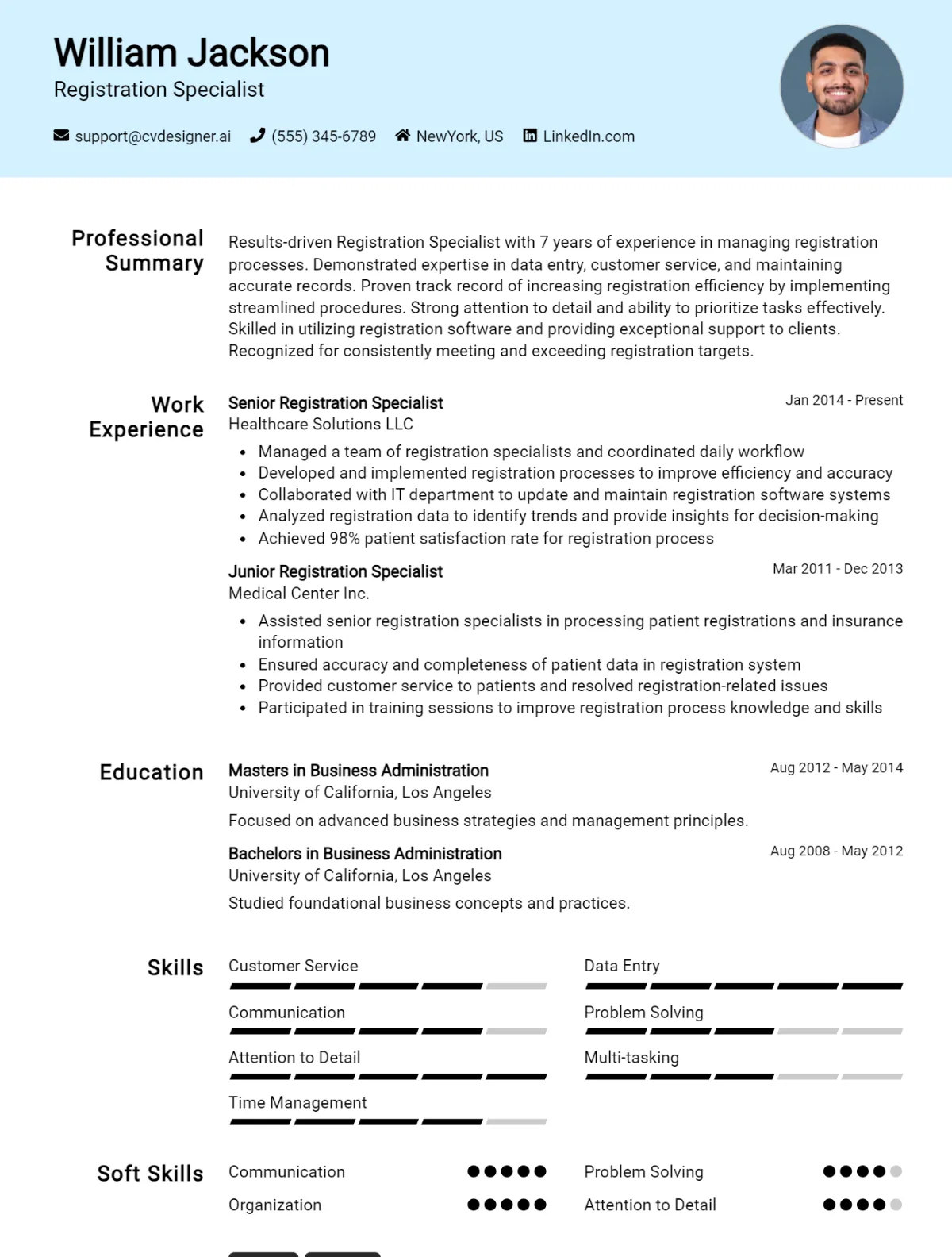 Registration Specialist CV Example For 2026: Strategies & Templates Preview