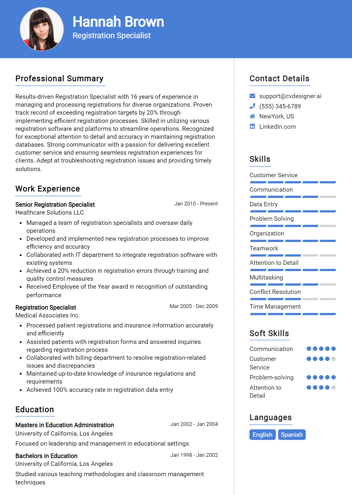 Registration Specialist Resume Example for 2026: Expert Tips & Templates Preview