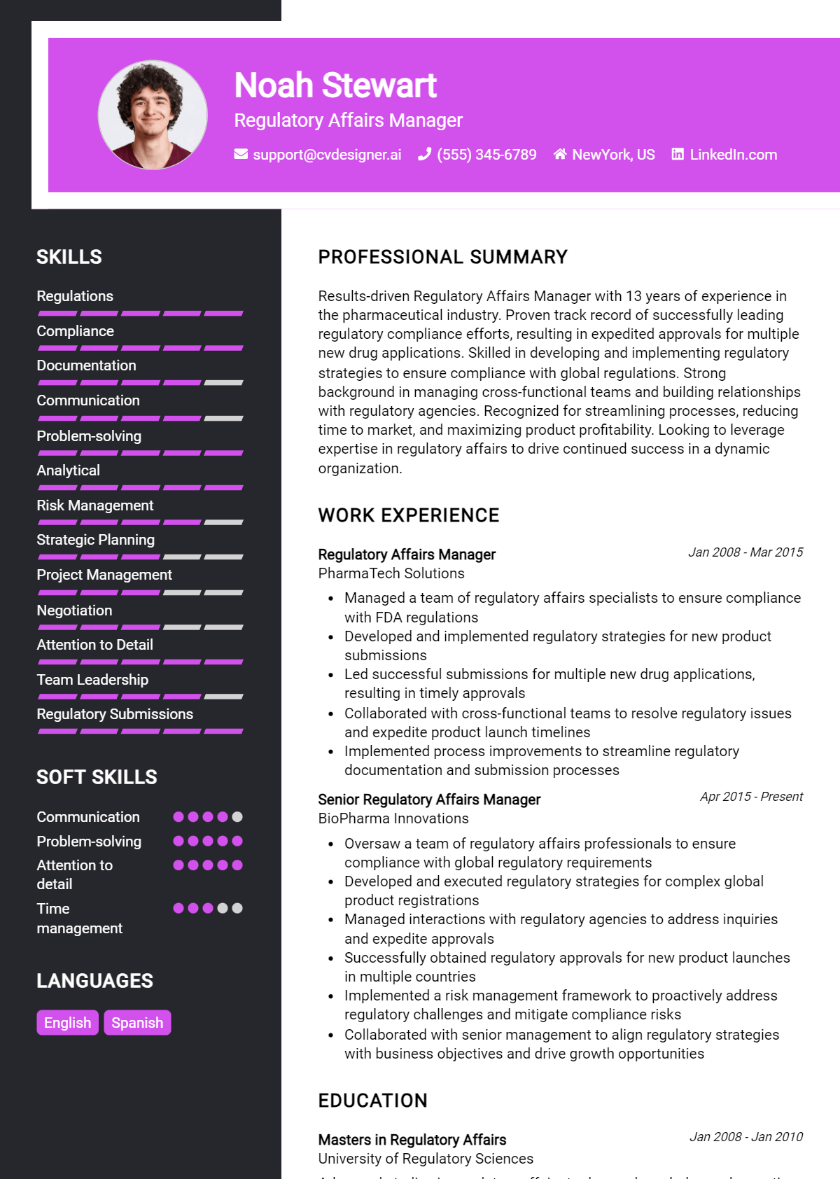 Regulatory Affairs Manager Resume Example for 2026: Tips to Stand Out Preview