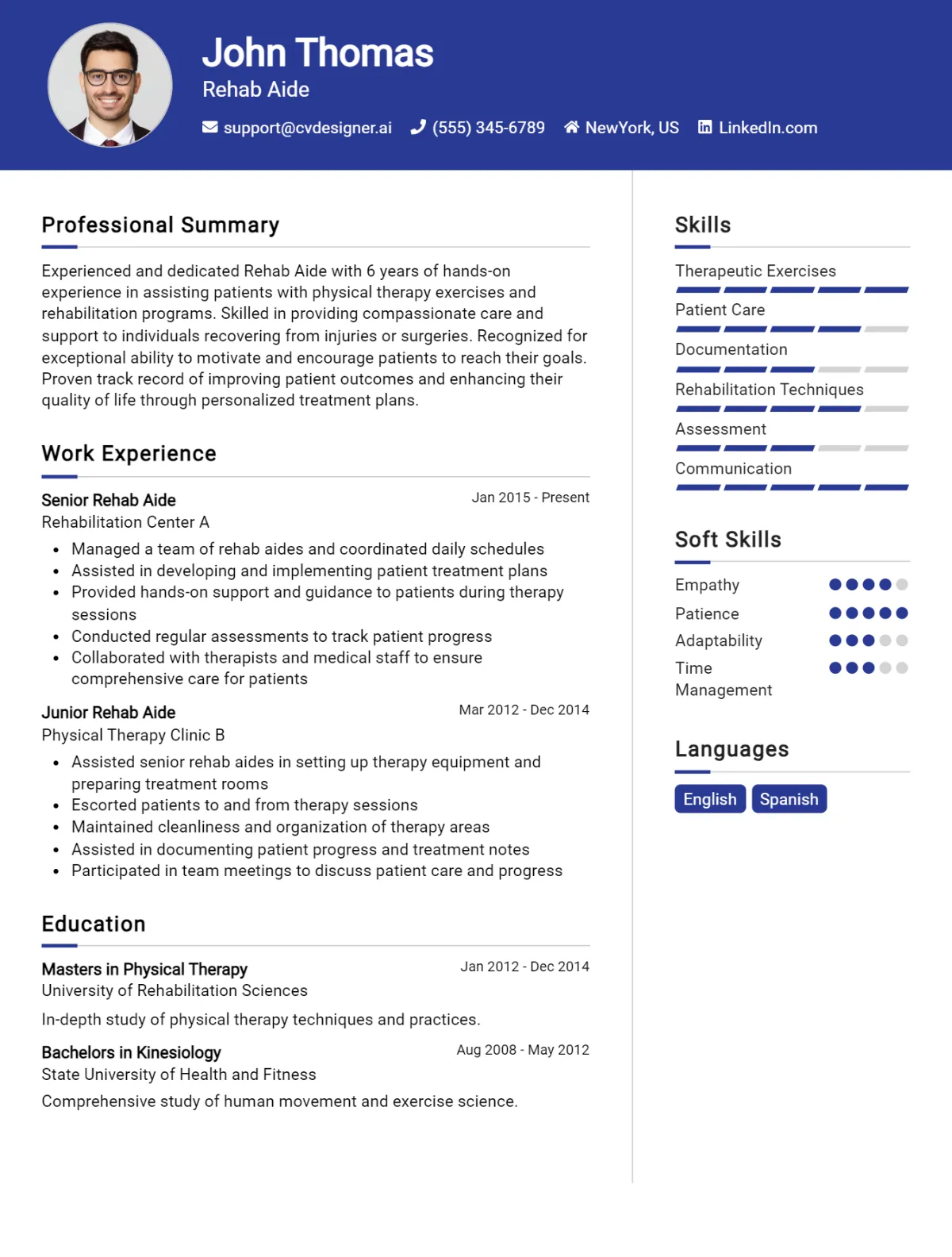 Rehab Aide CV Example For 2026: Tips to Stand Out Preview
