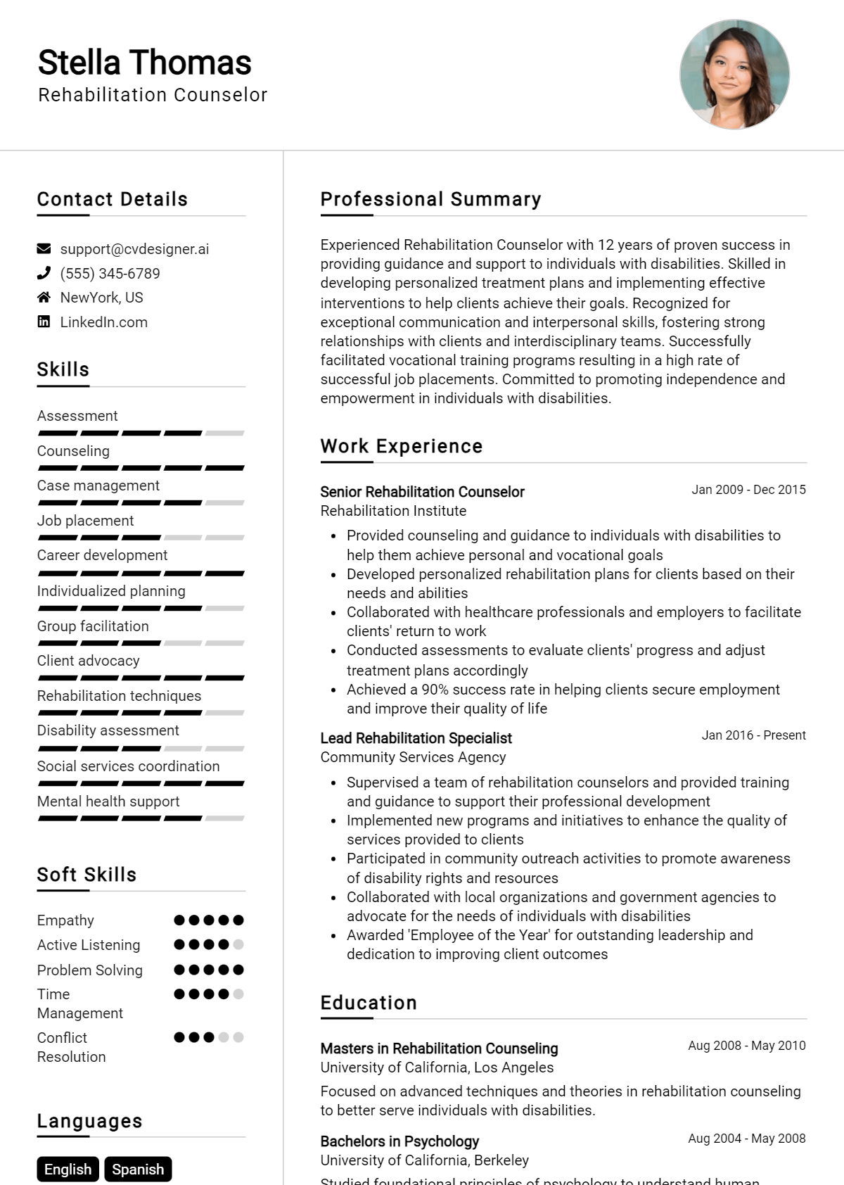 Rehabilitation Counselor Resume Example for 2026: How to Create a Professional CV Preview