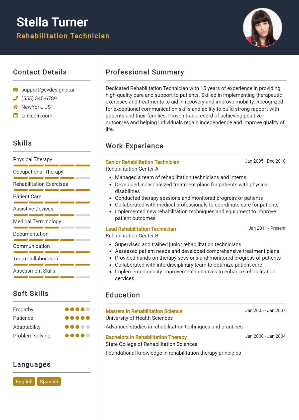 Rehabilitation Technician Resume Example for 2026: Samples & Best Practices Preview