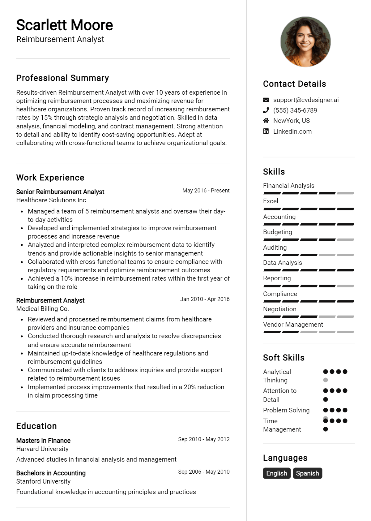 Reimbursement Analyst Resume Example for 2026: Tips to Stand Out Preview