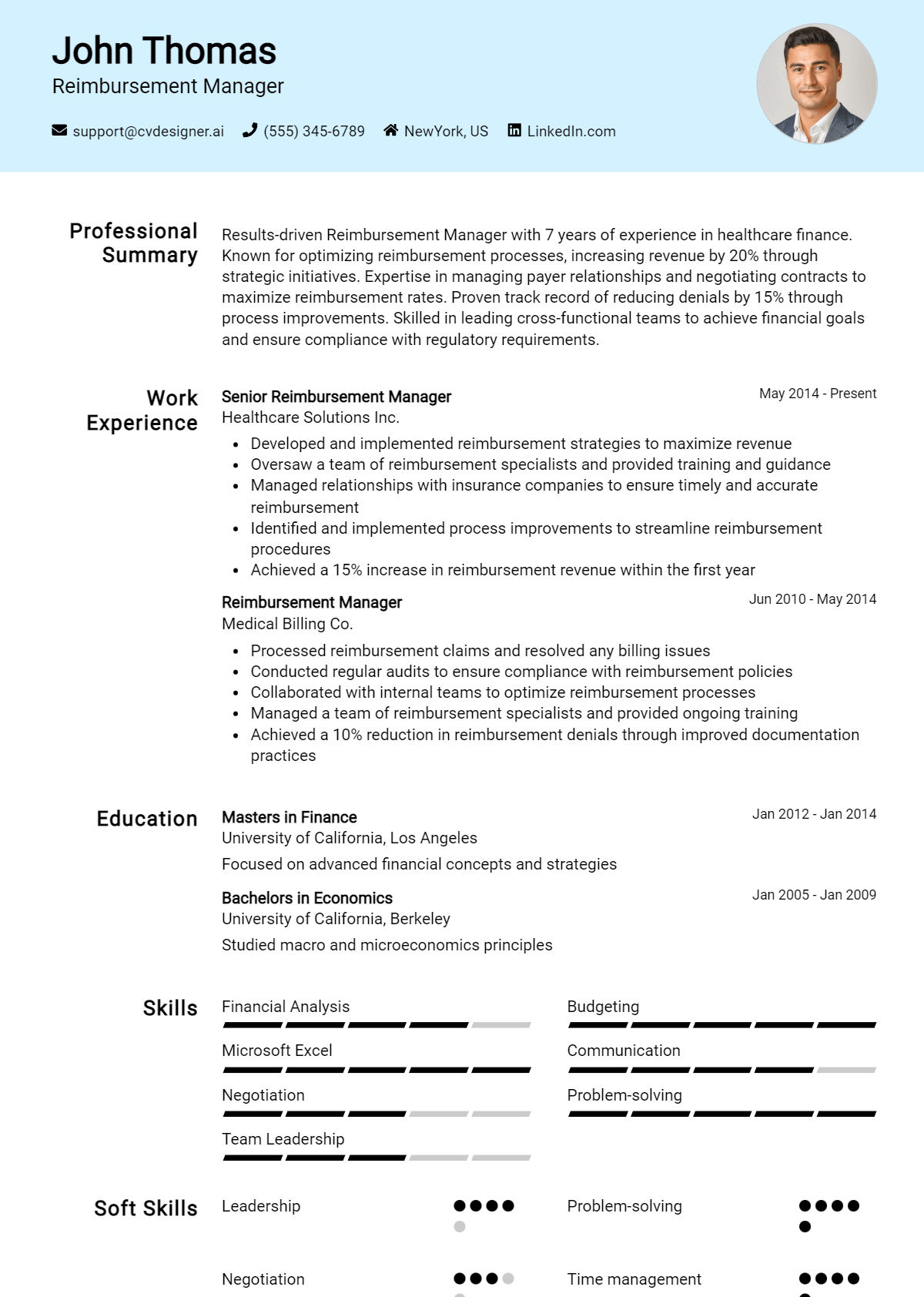 Reimbursement Manager Resume Example for 2026: How to Craft a Winning CV Preview