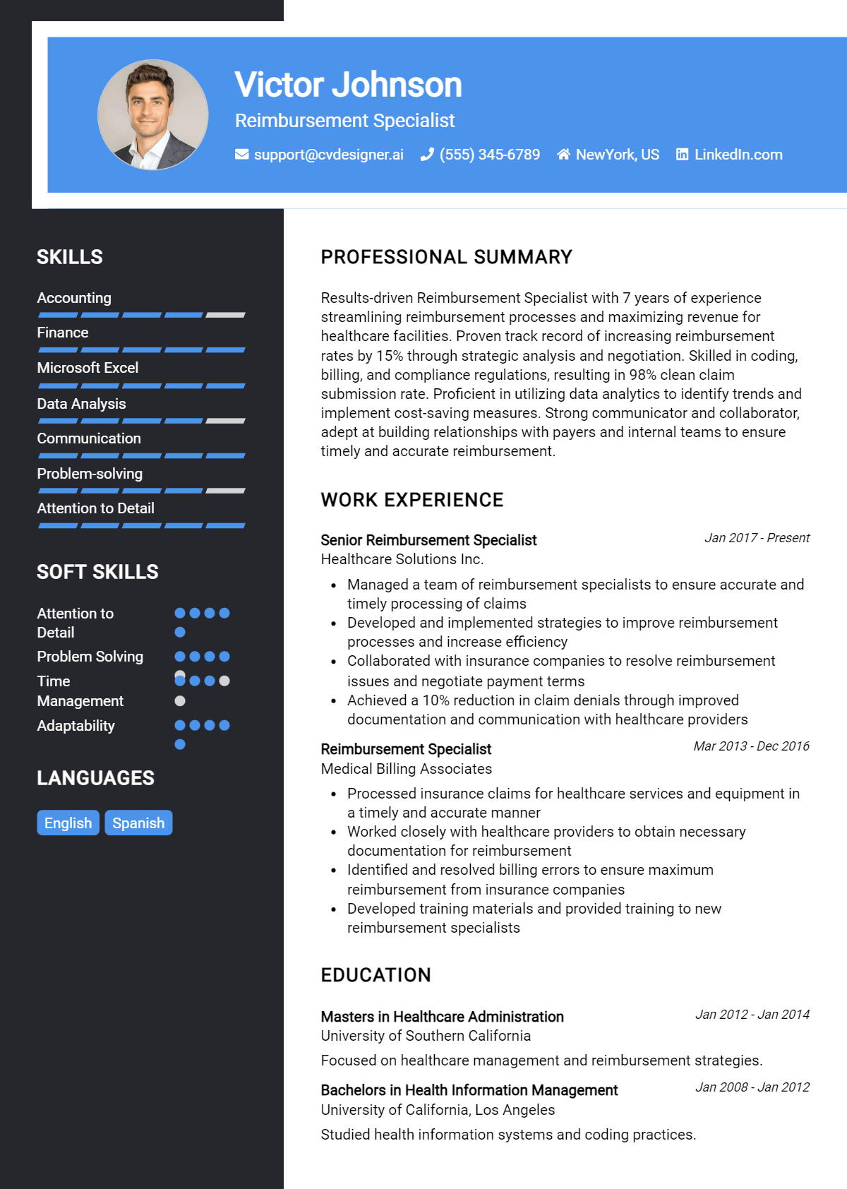 Reimbursement Specialist Resume Example for 2026: Best Tips & Templates Preview