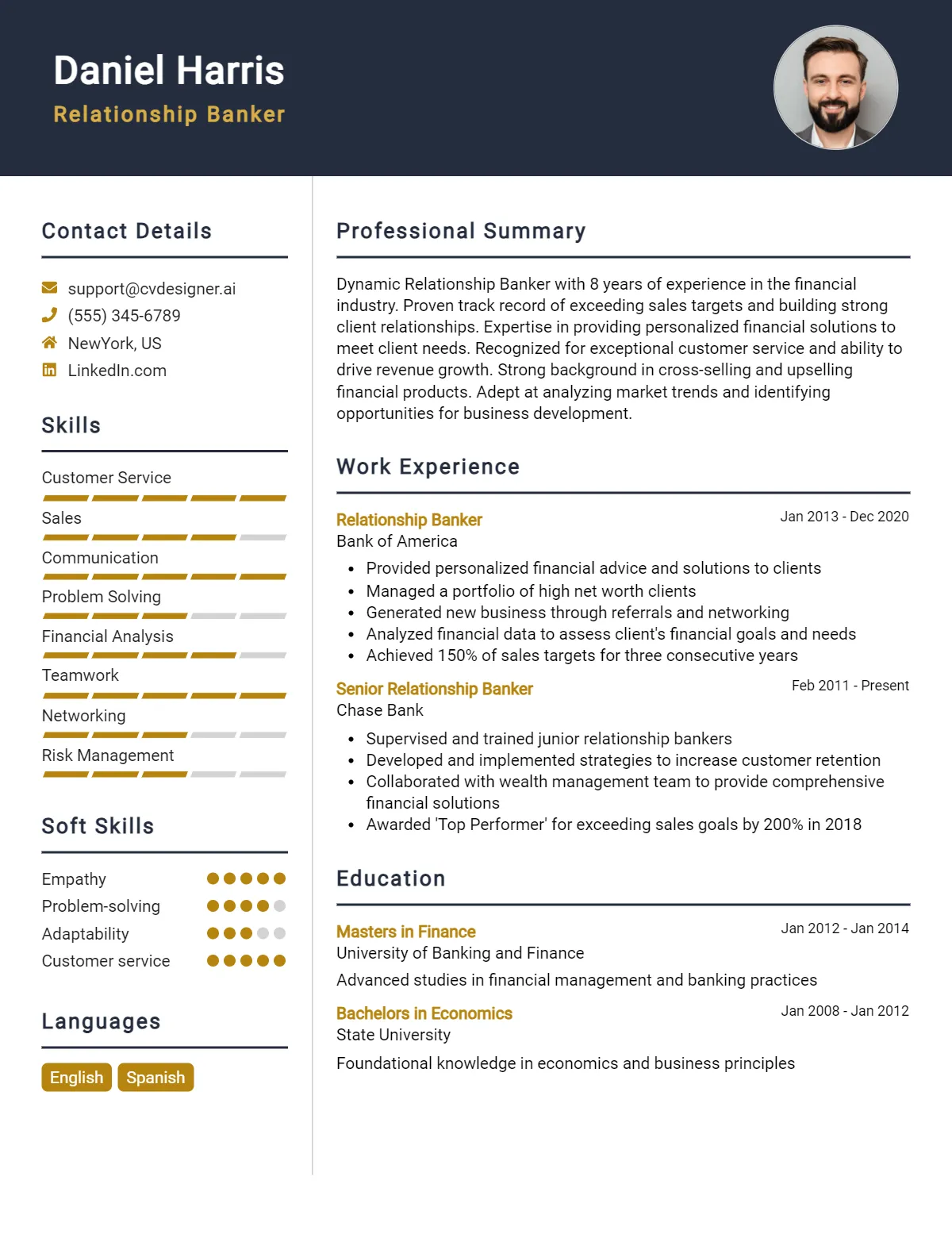 Relationship Banker CV Example For 2026: Tips to Stand Out Preview