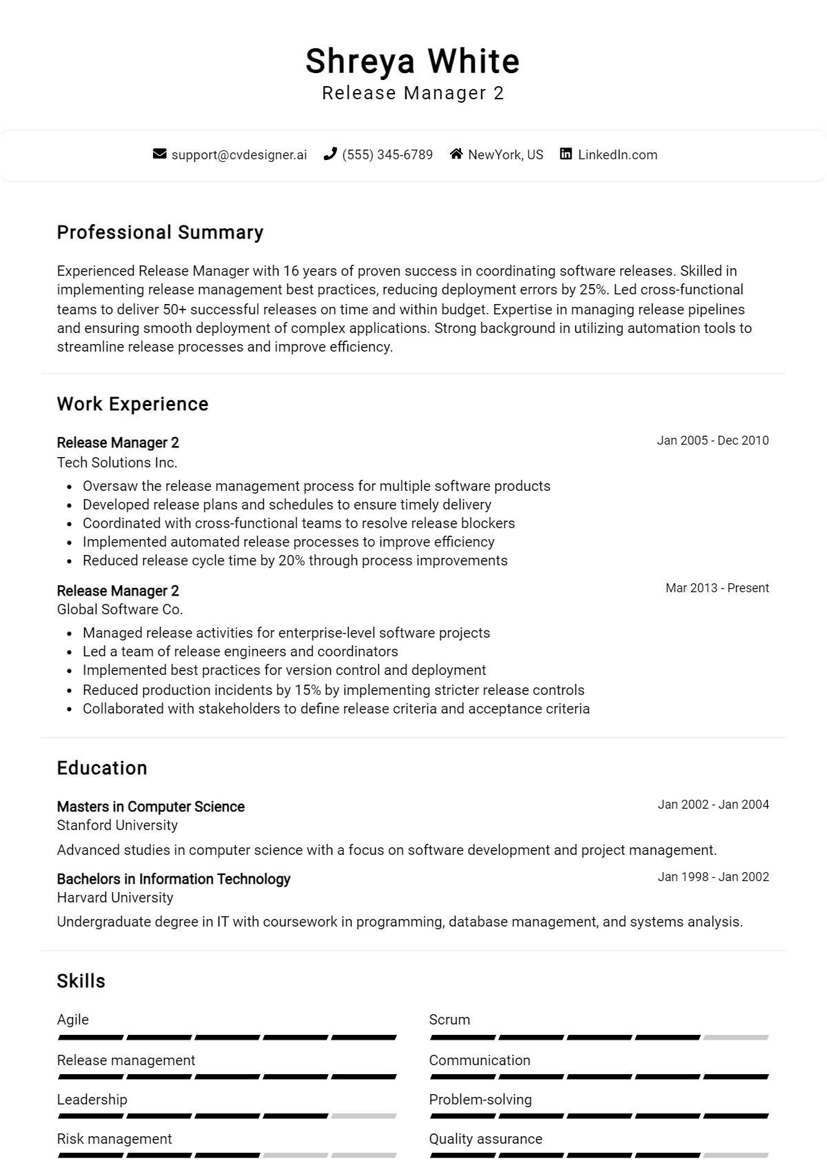 Release Manager Resume Example for 2026: Top CV Skills Preview