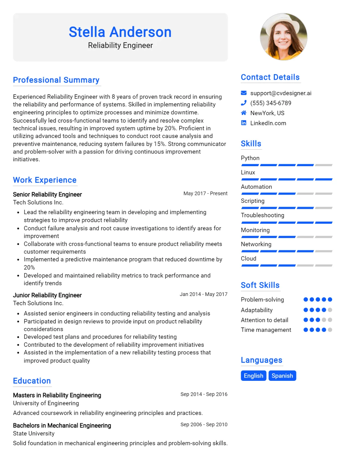 Reliability Engineer CV Example For 2026: Top Tips & Samples Preview